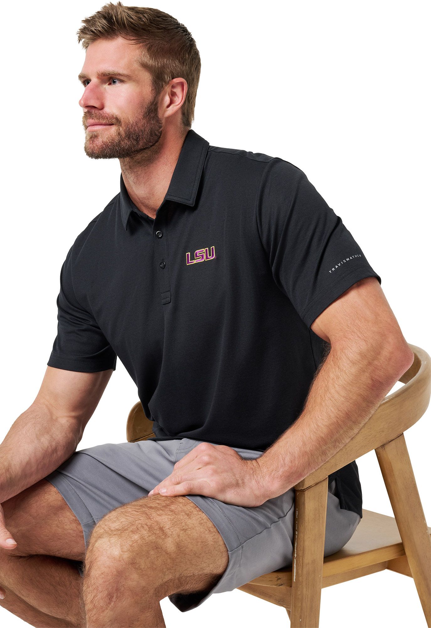 TravisMathew Men's LSU Tigers Black School Pride Polo product image