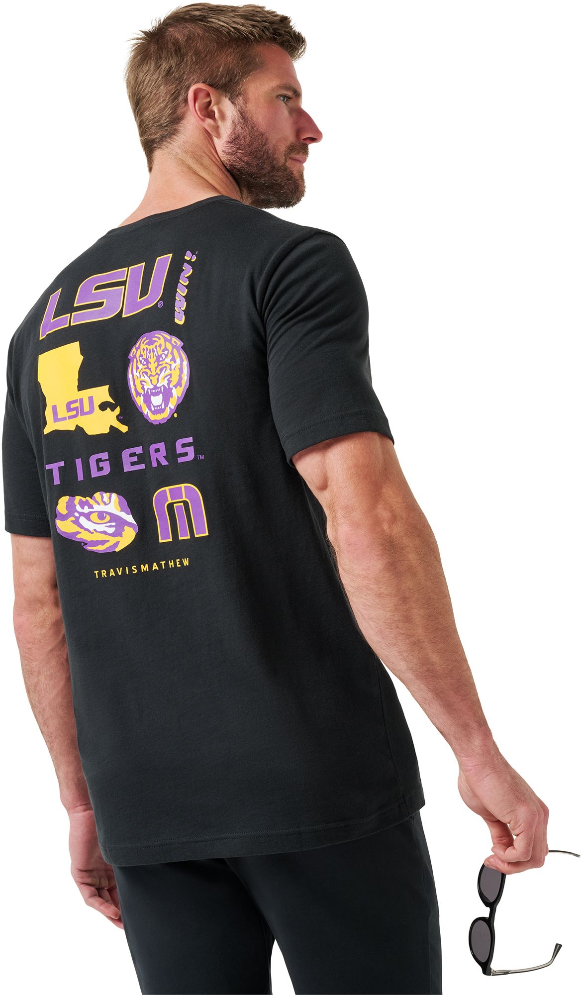 TravisMathew Men's LSU Tigers Black Friendly Rivalry Short Sleeve T-Shirt product image
