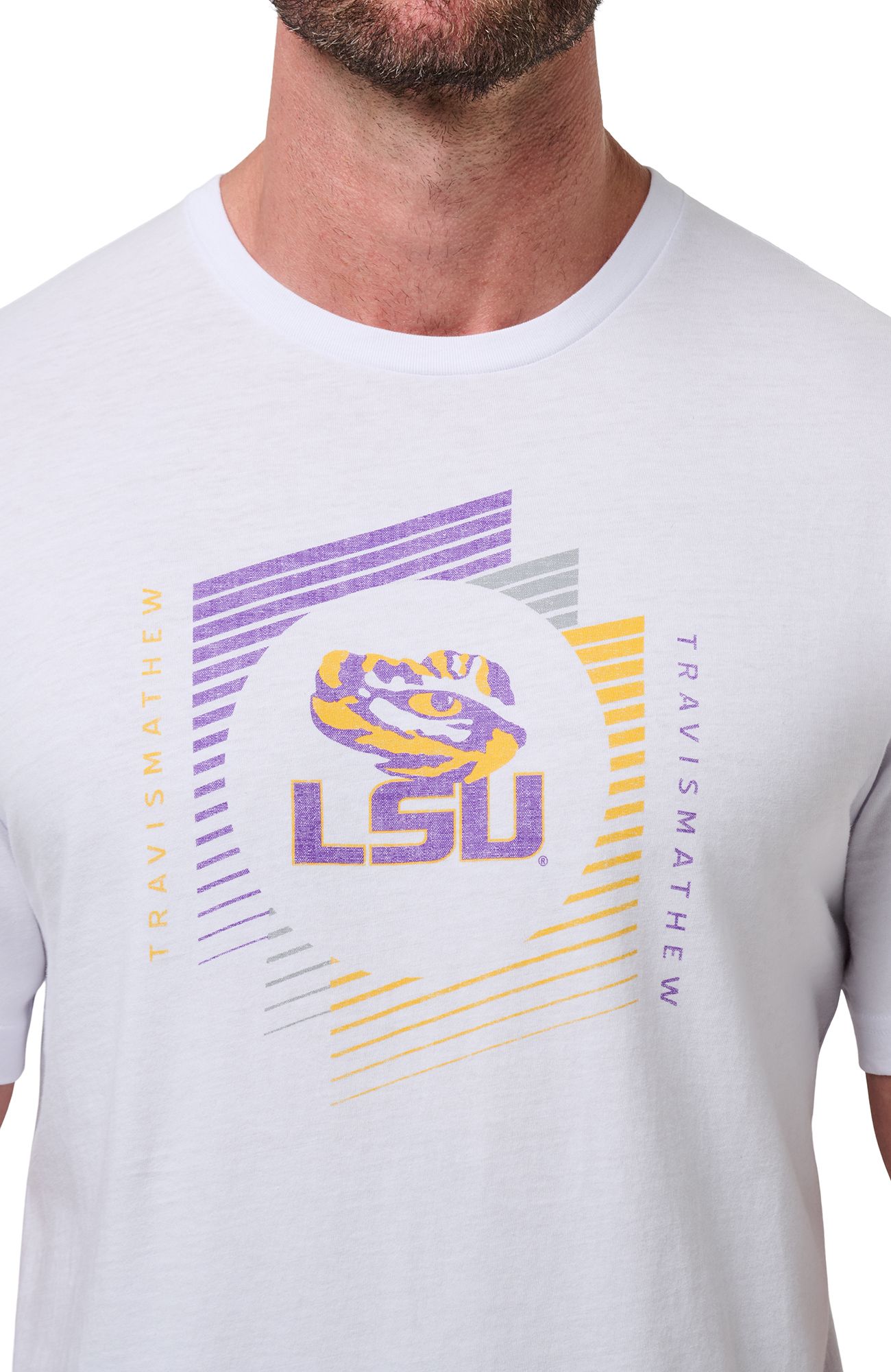 TravisMathew Men's LSU Tigers White Underdogs Short Sleeve T-Shirt product image