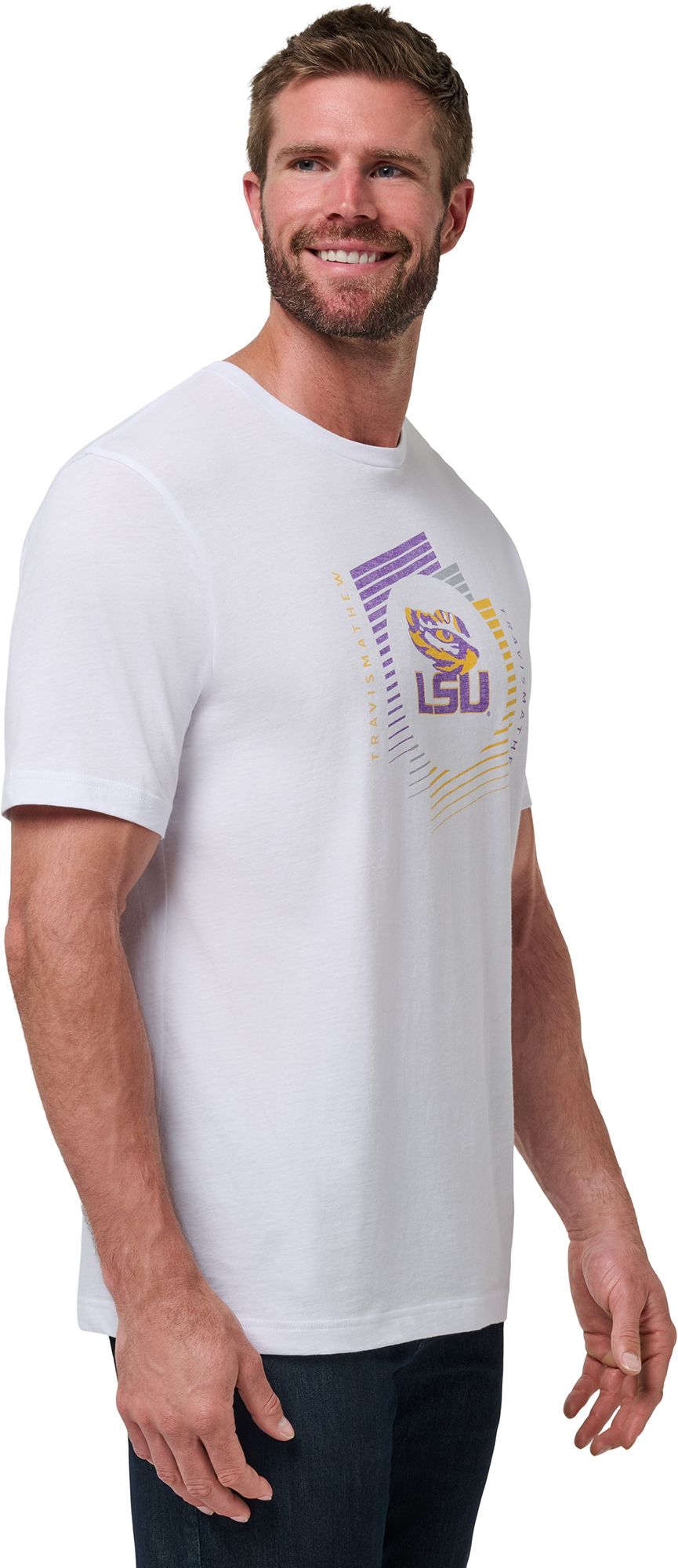 TravisMathew Men's LSU Tigers White Underdogs Short Sleeve T-Shirt product image