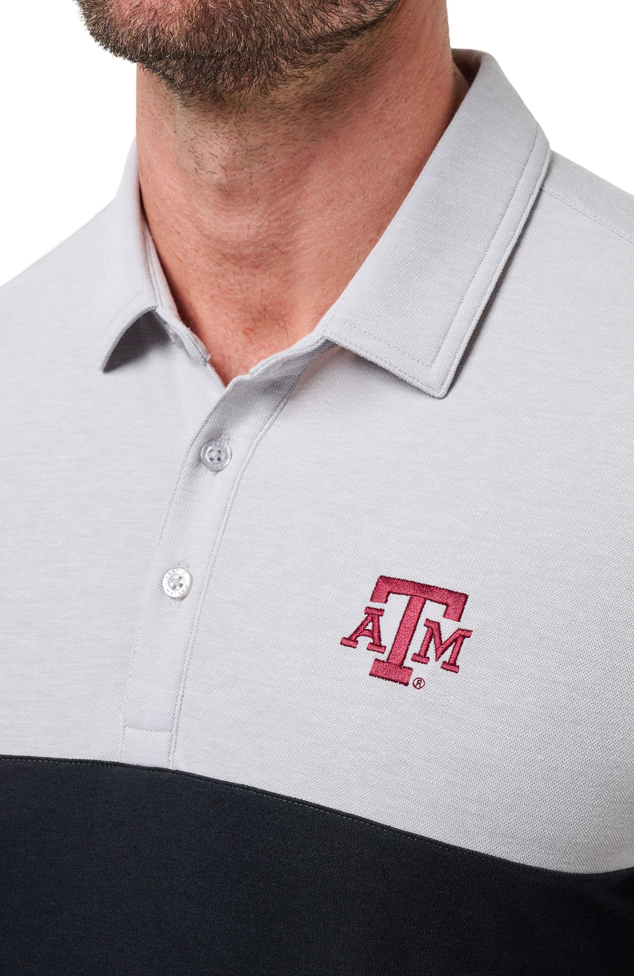 TravisMathew Men's Texas A&M Aggies Heather Grey Drop Back Polo product image