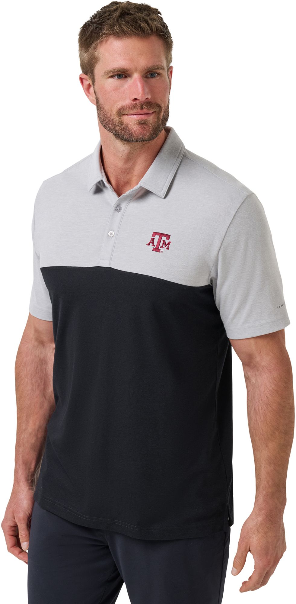 TravisMathew Men's Texas A&M Aggies Heather Grey Drop Back Polo product image