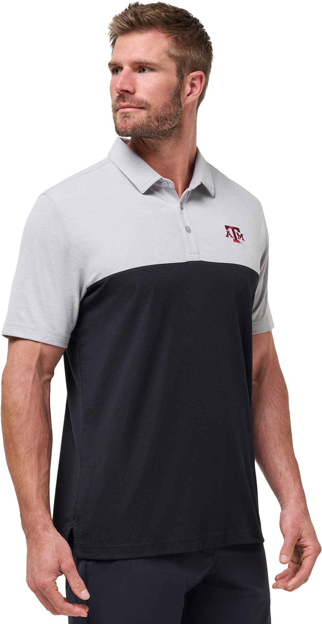 TravisMathew Men's Texas A&M Aggies Heather Grey Drop Back Polo product image