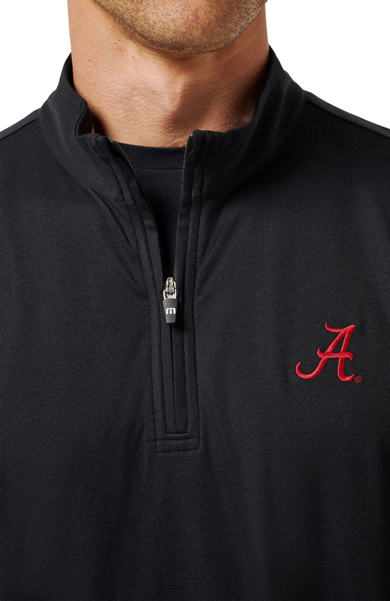 TravisMathew Men's Alabama Crimson Tide Black 'Time to Tailgate' Quarter-Zip Pullover Jacket product image