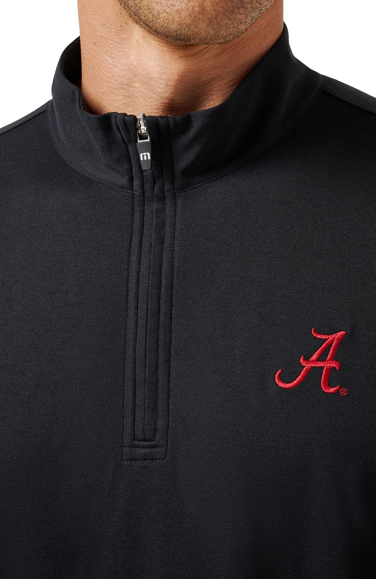 TravisMathew Men's Alabama Crimson Tide Black 'Time to Tailgate' Quarter-Zip Pullover Jacket product image