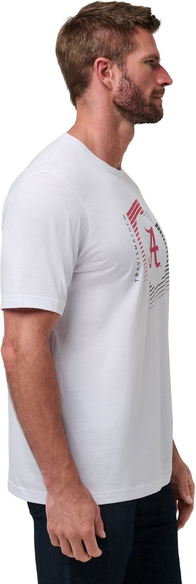 TravisMathew Men's Alabama Crimson Tide White Underdogs Short Sleeve T-Shirt product image