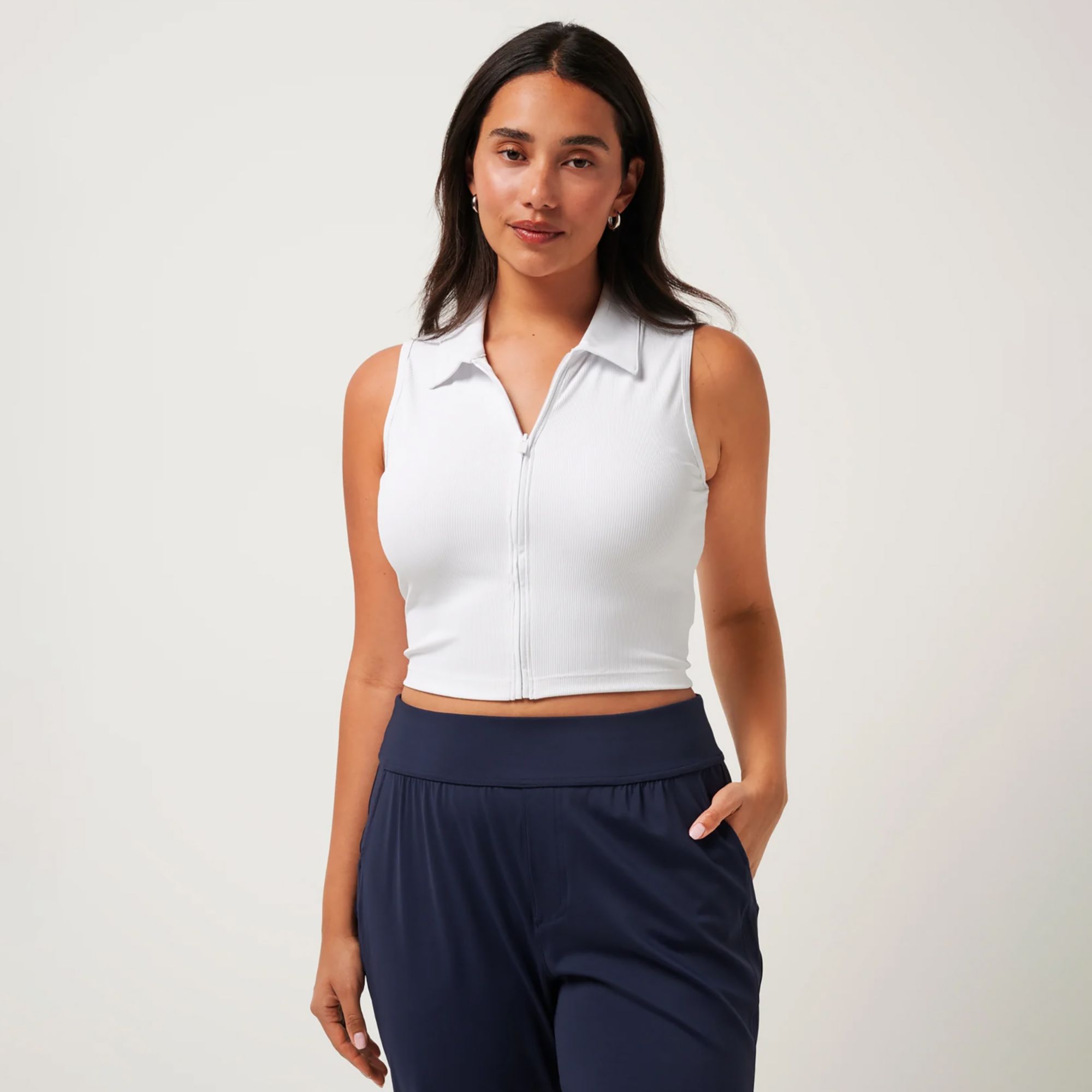 TravisMathew Women's MoveKnit Rib Sleeveless Zip Polo product image