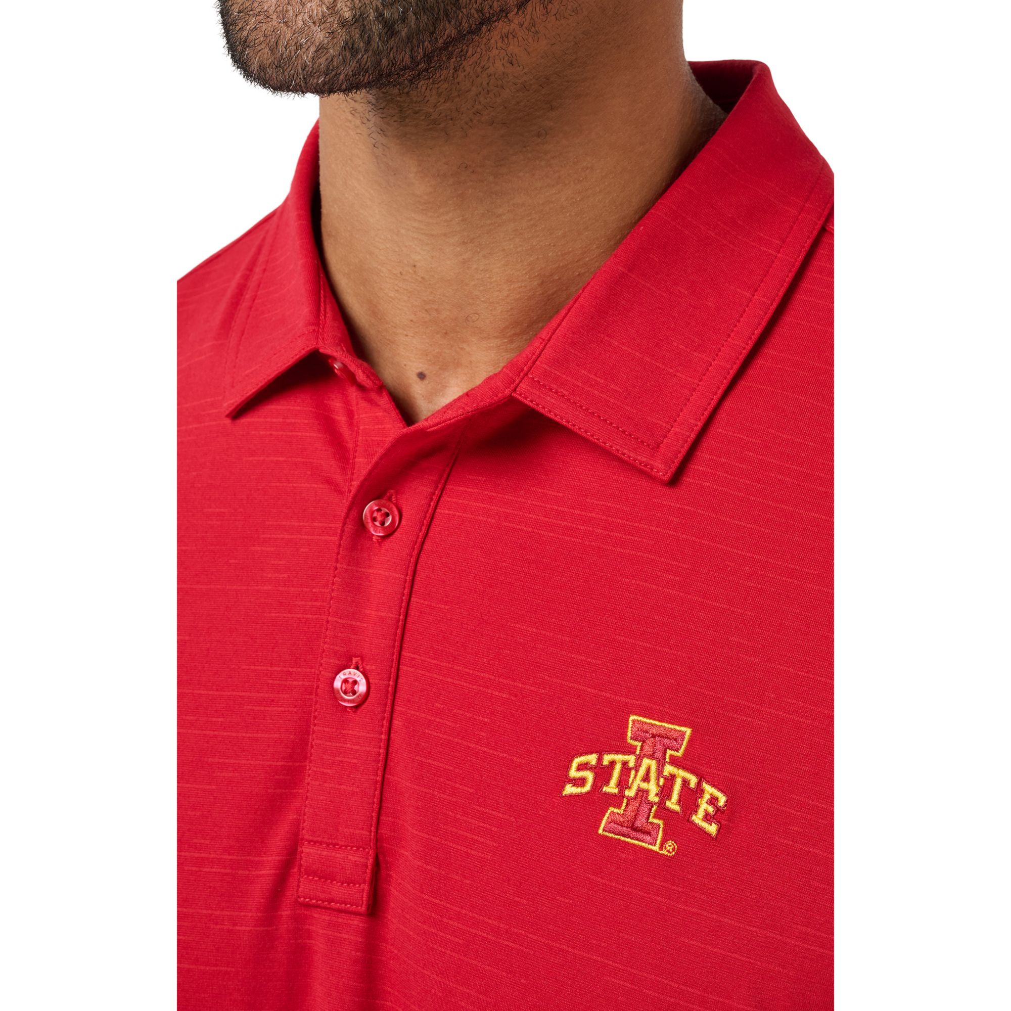 TravisMathew Men's Iowa State Cyclones White and Red College Bound Polo product image