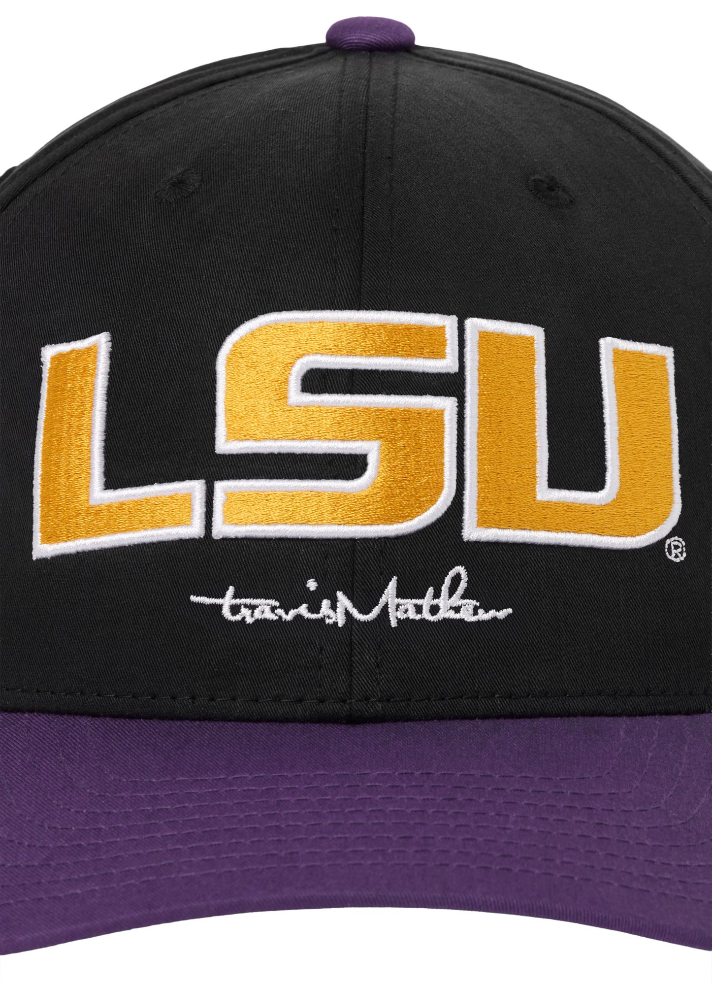 TravisMathew Adult LSU Tigers Black and Purple Gameday Glory Adjustable Hat product image