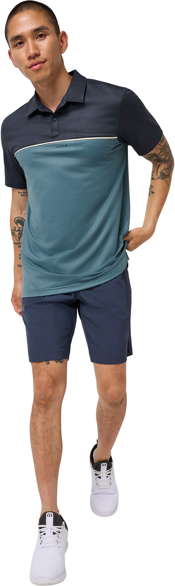 TravisMathew Men's Featherweight Colorblock Golf Polo product image