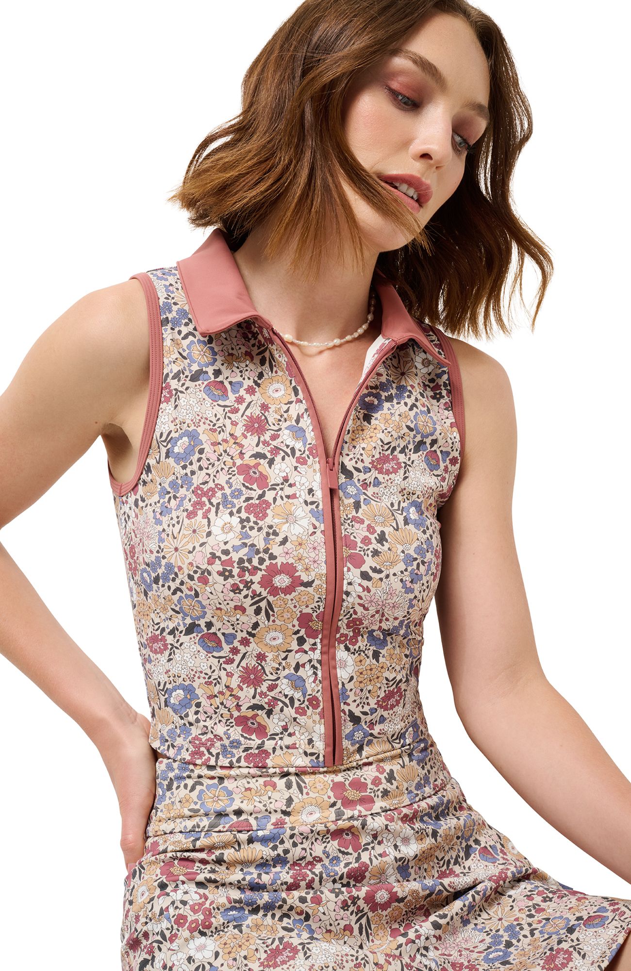 TravisMathew X Liberty London Women's Wharfedale Field Sleeveless Zip Polo product image