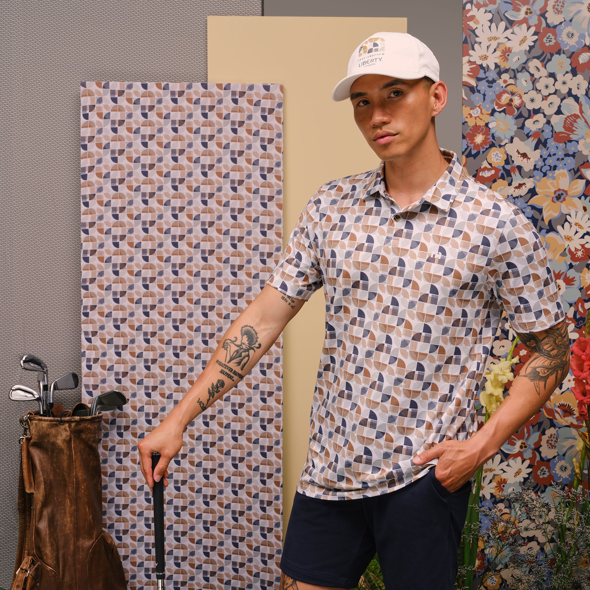 TravisMathew X Liberty London Men's Comfortknit Archer Zen Golf Polo product image