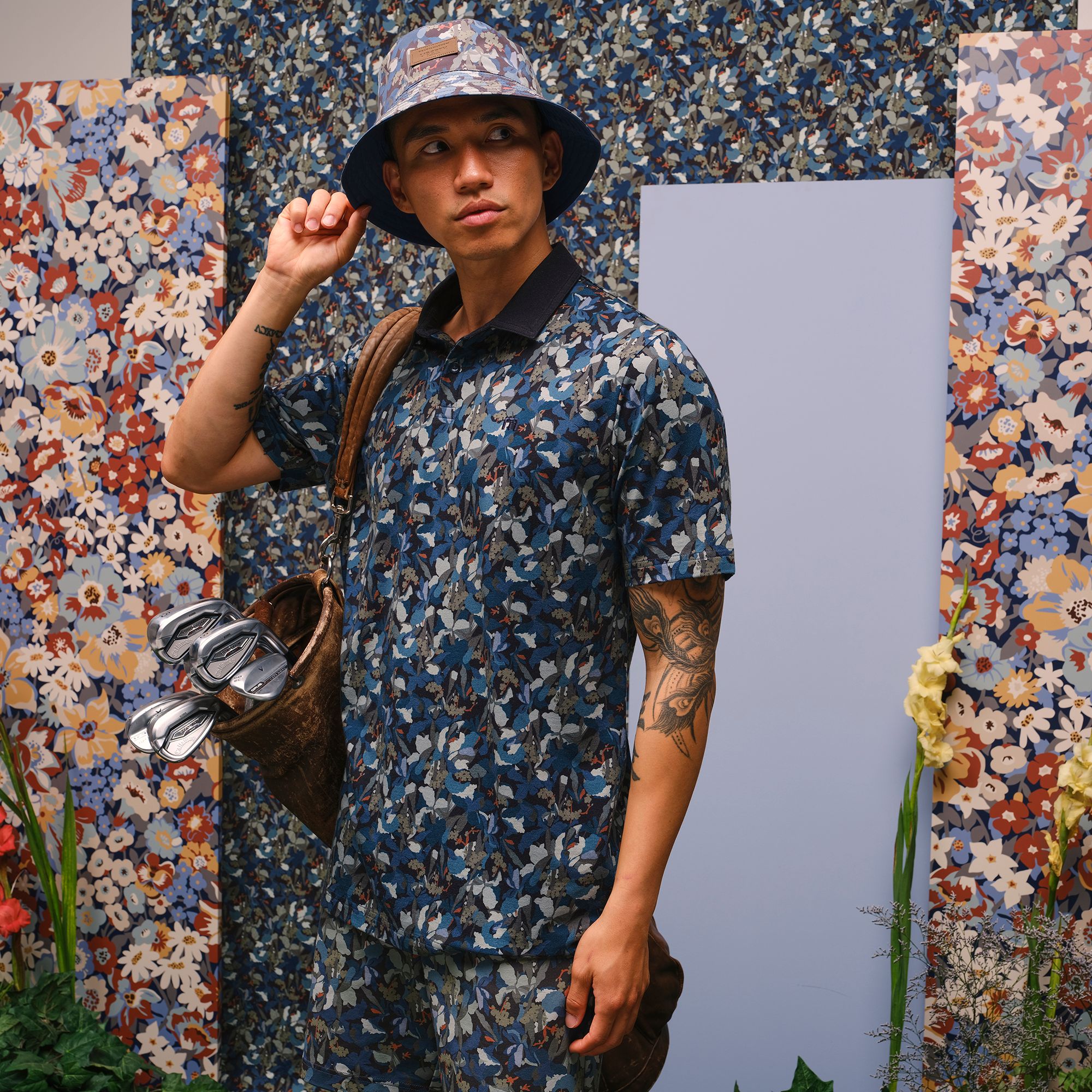 TravisMathew X Liberty London Men's Comfortknit Camo Flower Golf Polo product image