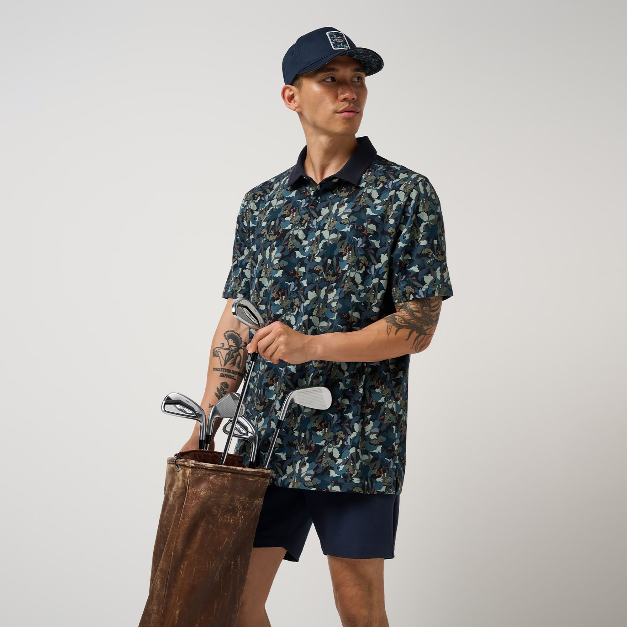 TravisMathew X Liberty London Men's Comfortknit Camo Flower Golf Polo product image