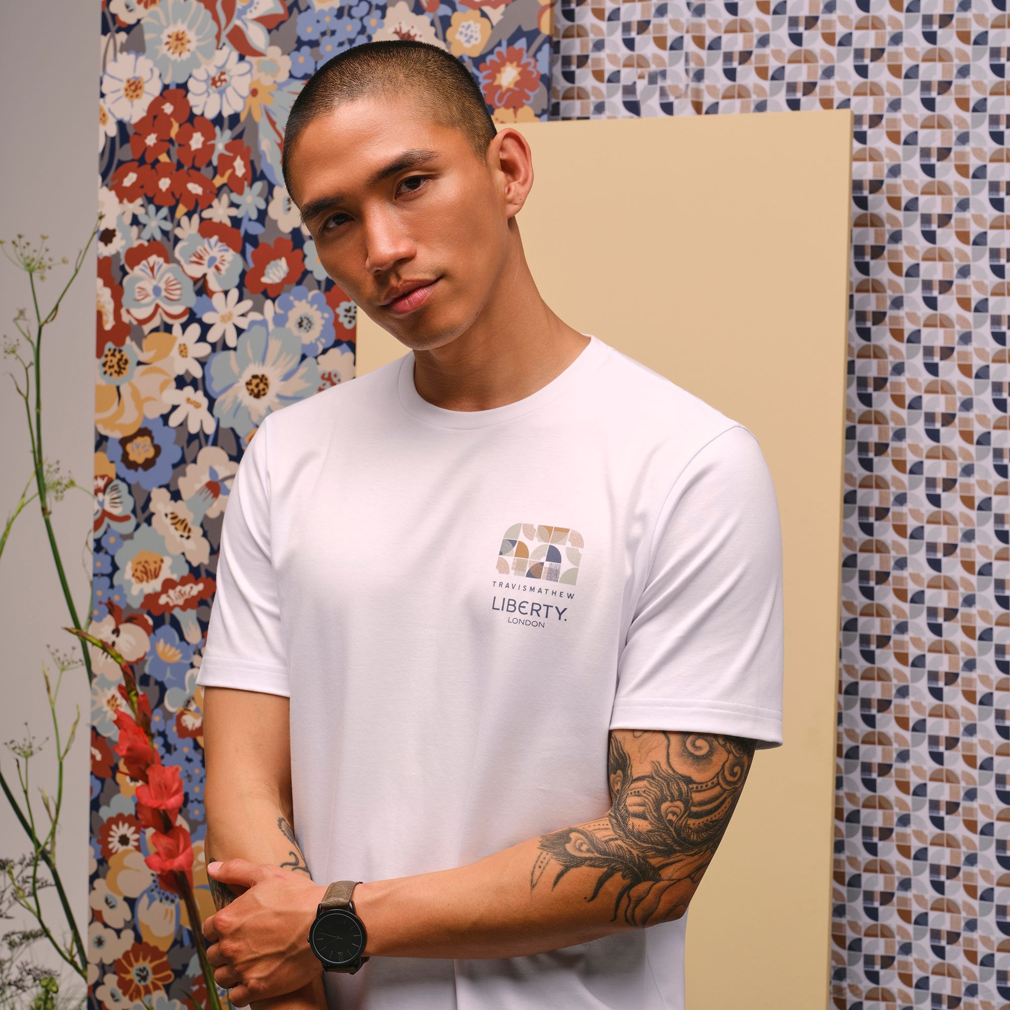 TravisMathew X Liberty London Men's Cloud Midweight Archer Zen Golf T-Shirt product image