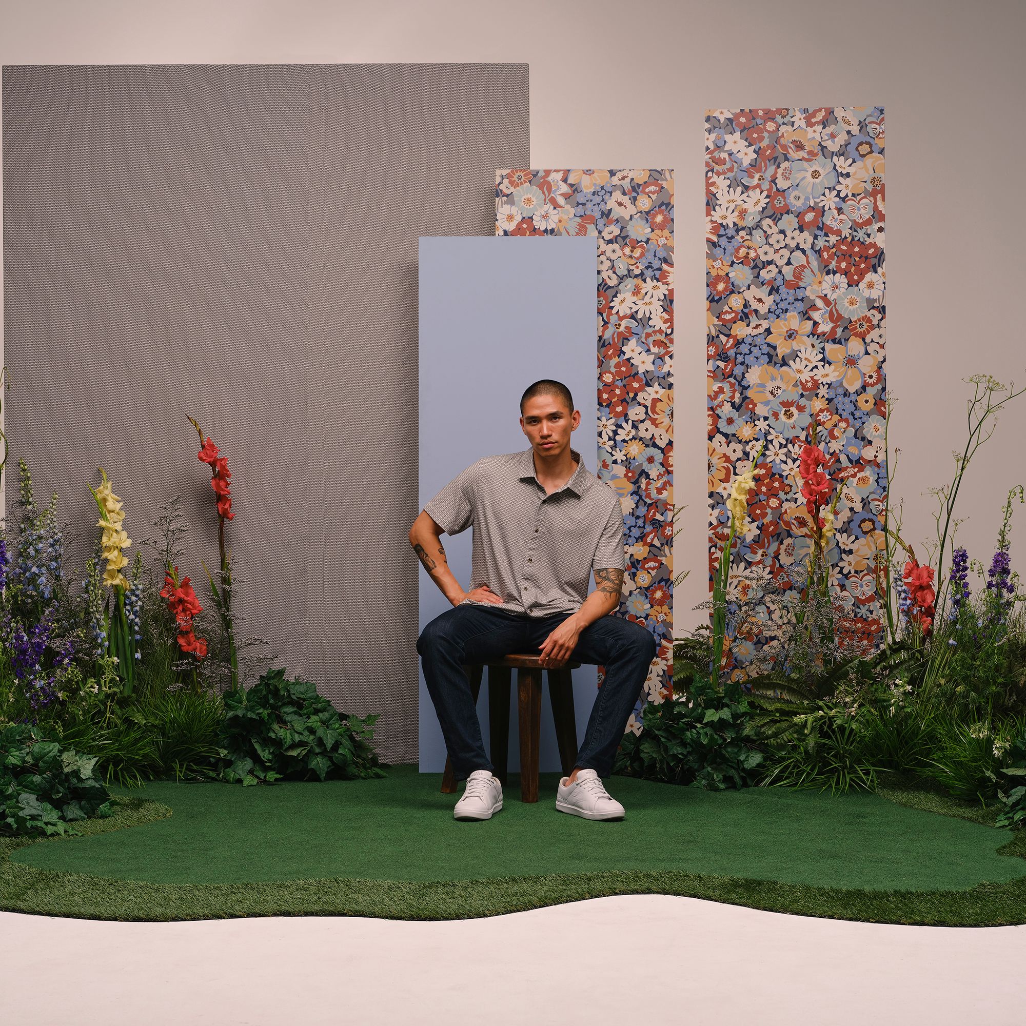 TravisMathew X Liberty London Men's Comfortknit Wood Flower Golf Button-Up Shirt product image