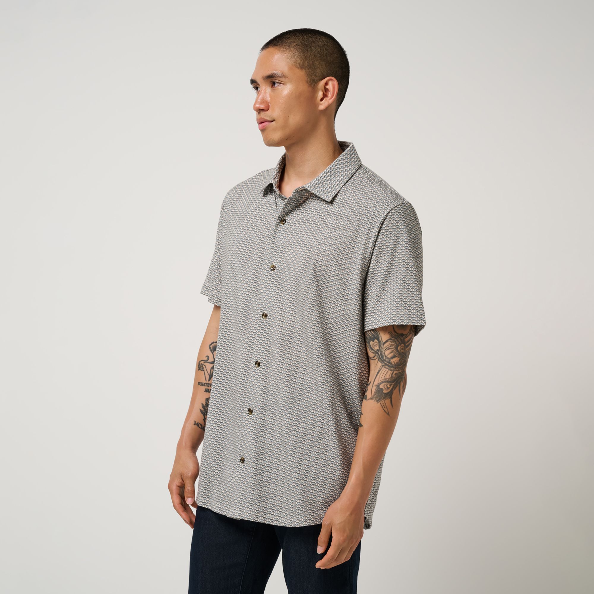 TravisMathew X Liberty London Men's Comfortknit Wood Flower Golf Button-Up Shirt product image