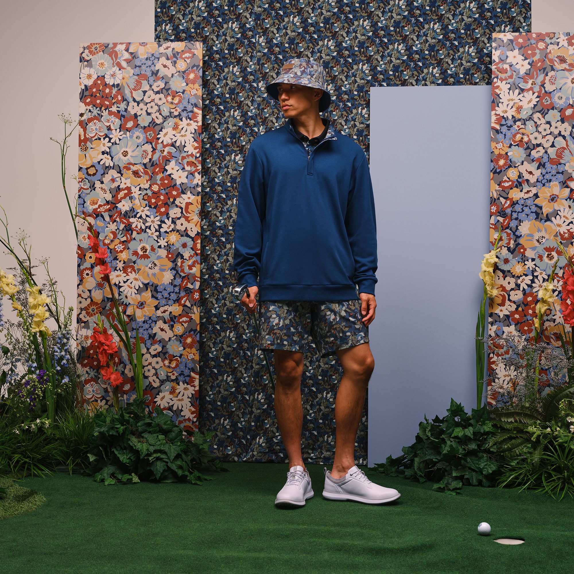 TravisMathew X Liberty London Men's Cloud ¼ Zip Camo Flower product image