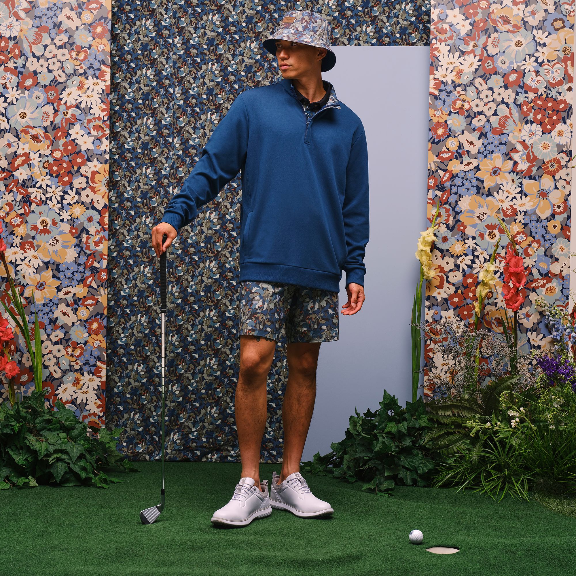 TravisMathew X Liberty London Men's Cloud ¼ Zip Camo Flower product image