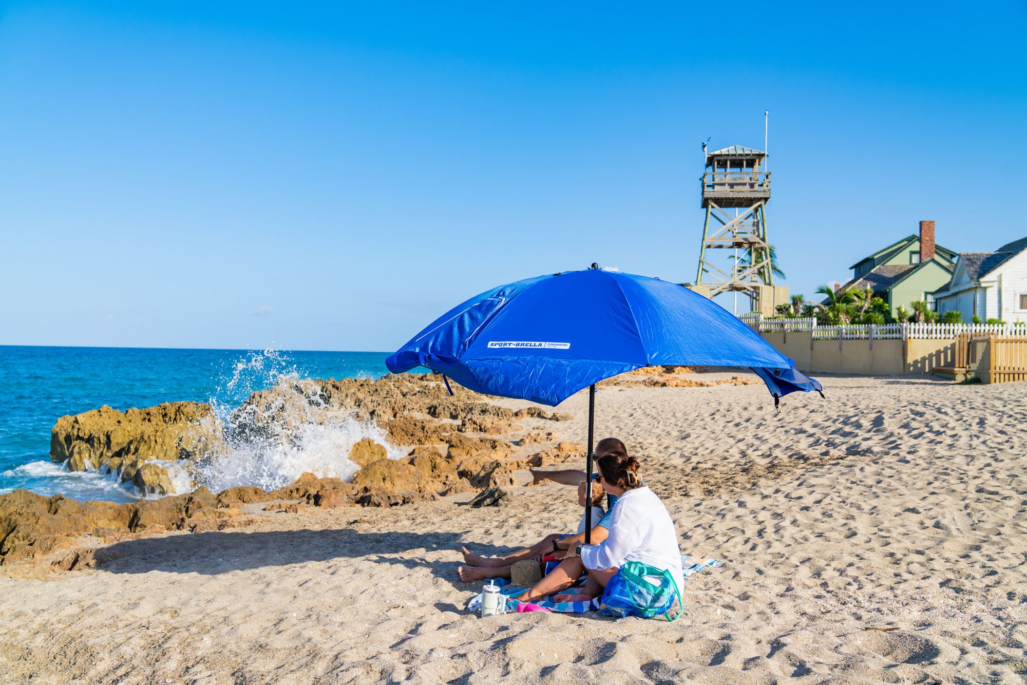 Sport-Brella 8' Premiere Umbrella with Freestand Base and Auger for Sand product image