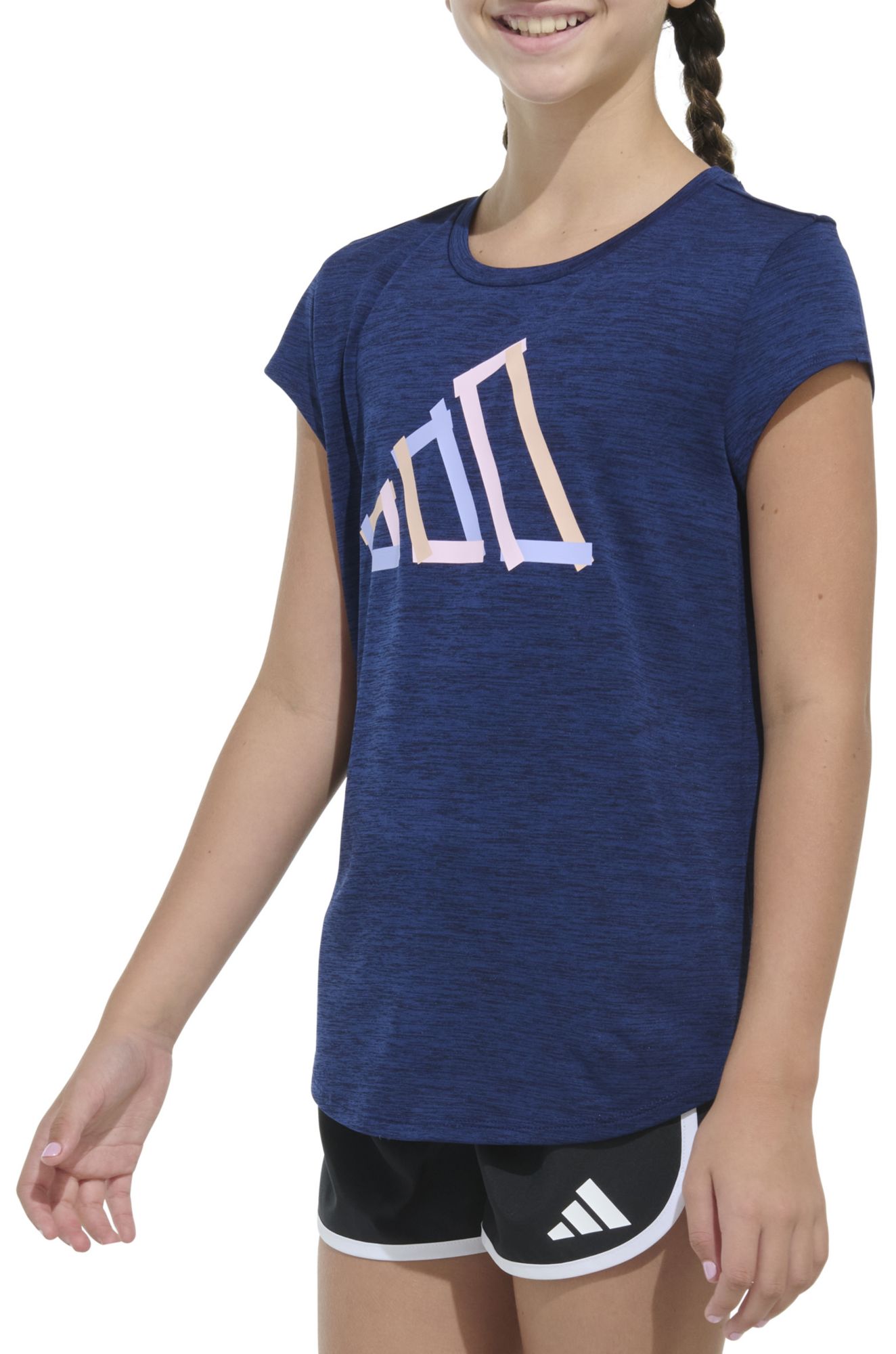 adidas Girls' Short Cap Sleeve Mélange T-Shirt product image