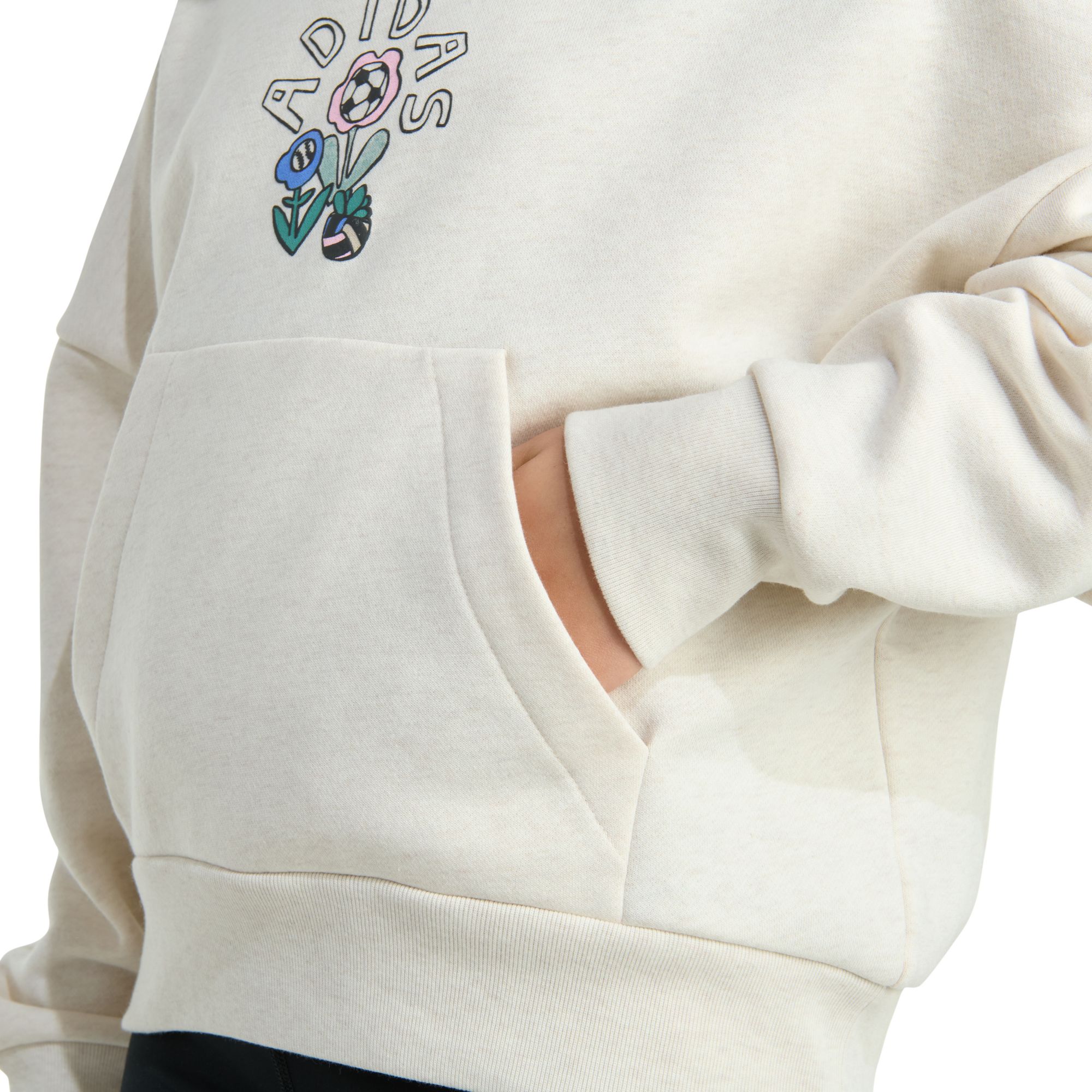 adidas Girls' Heather Multi Graphic Fleece Pullover Hoodie product image