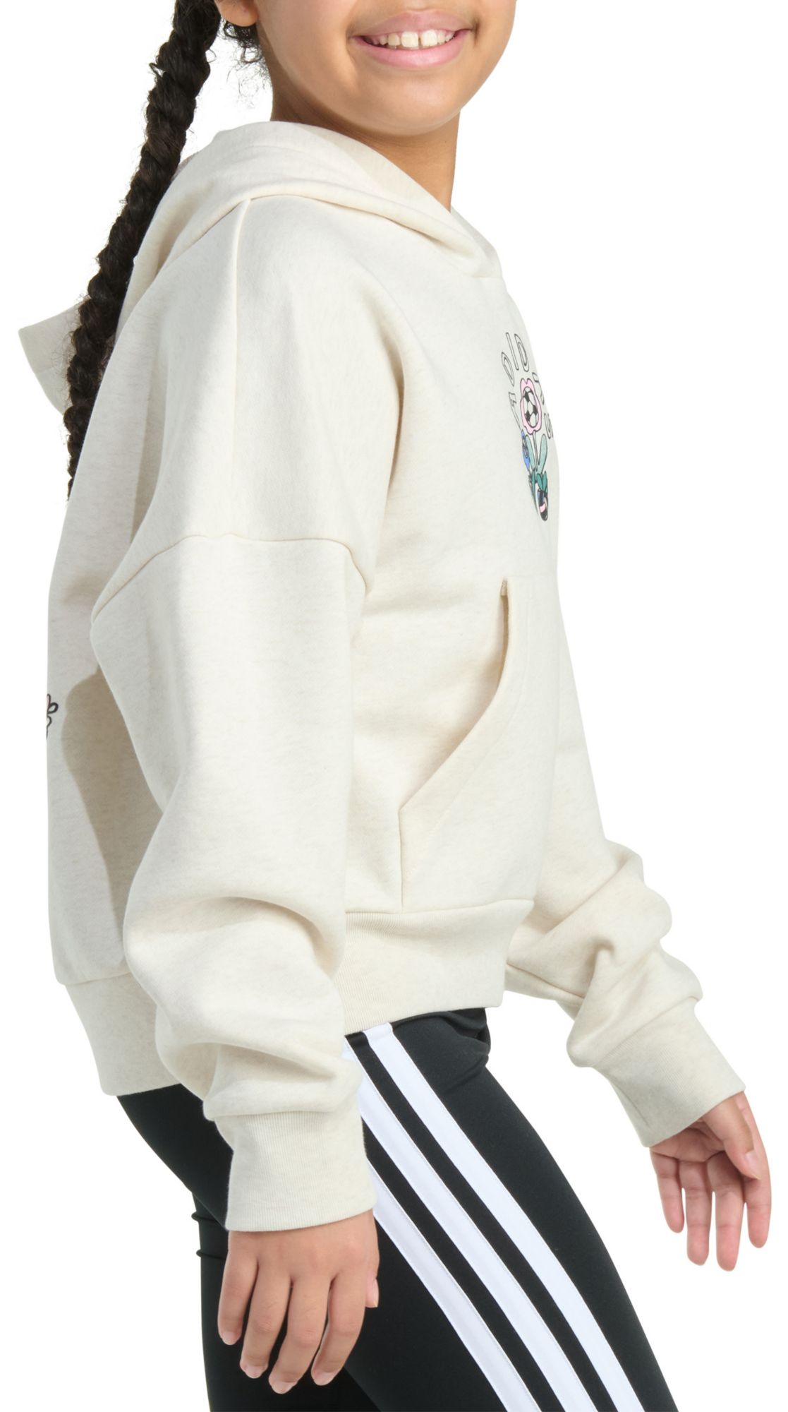 adidas Girls' Heather Multi Graphic Fleece Pullover Hoodie product image