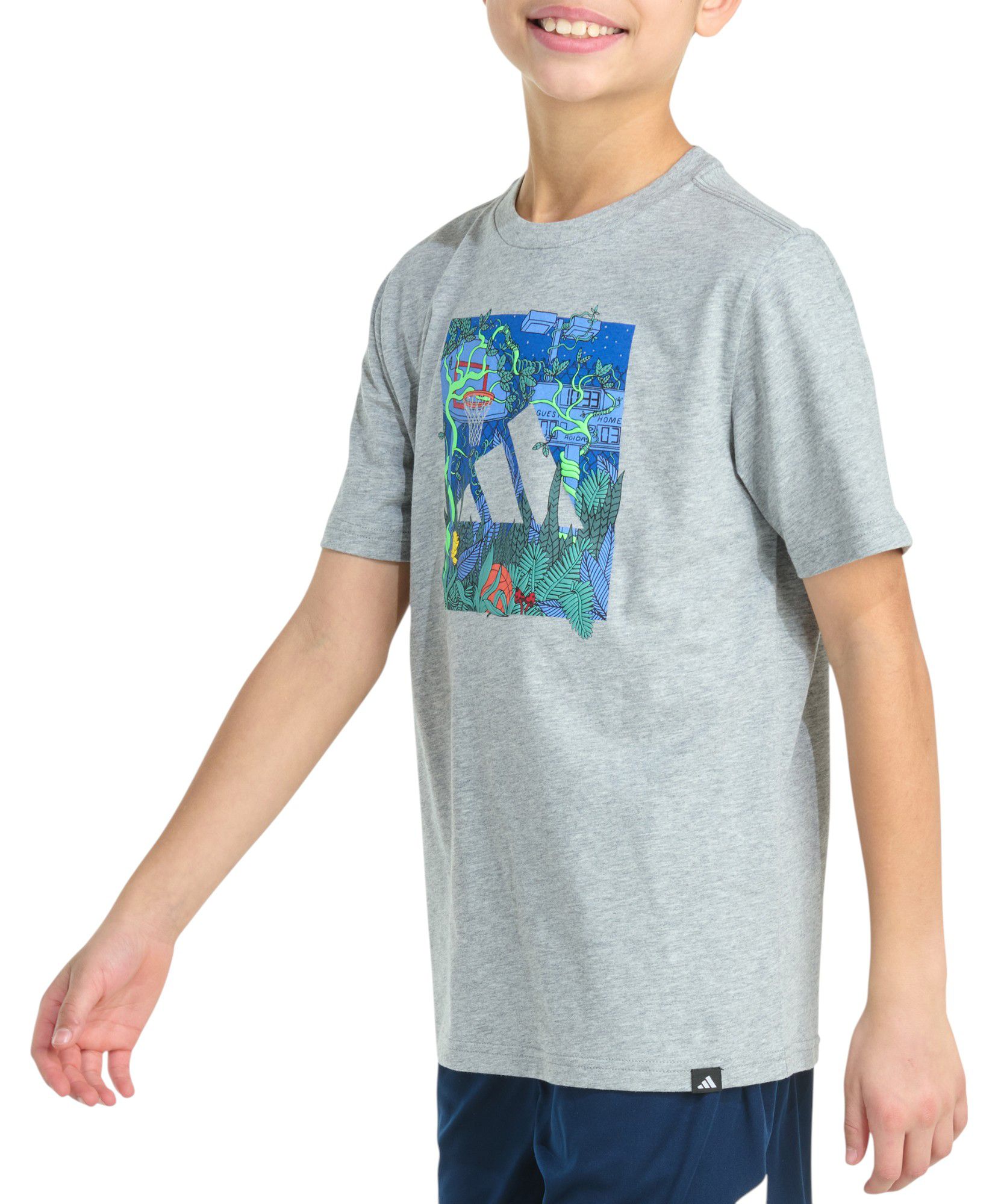 adidas Boys' Jungle Box Logo Heather Graphic T-Shirt product image