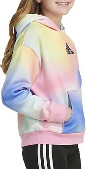 adidas Girls' Long Sleeve Allover Print Fleece Hooded Pullover product image