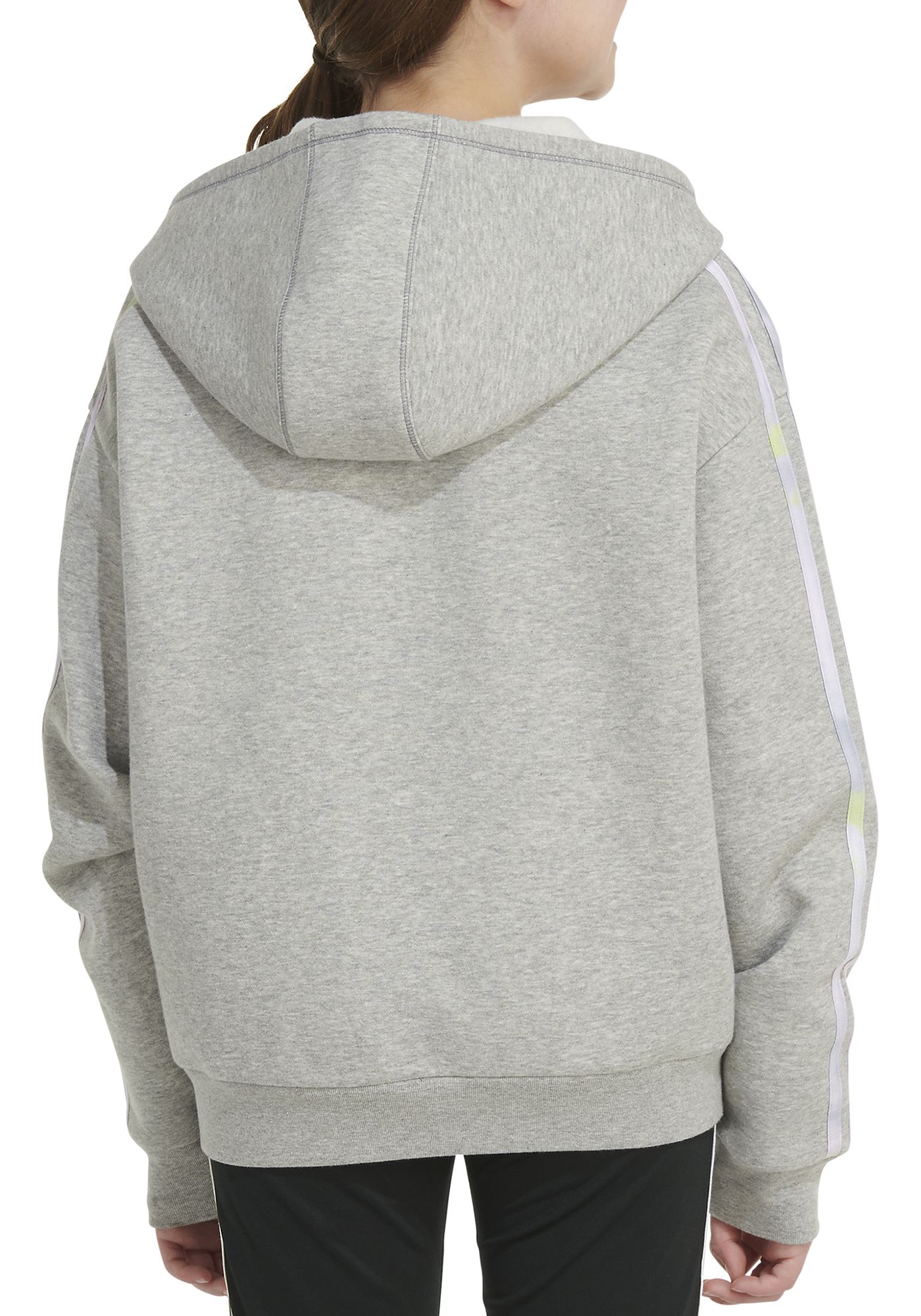 adidas Girls Multi 3 Stripe Fleece Hoodie