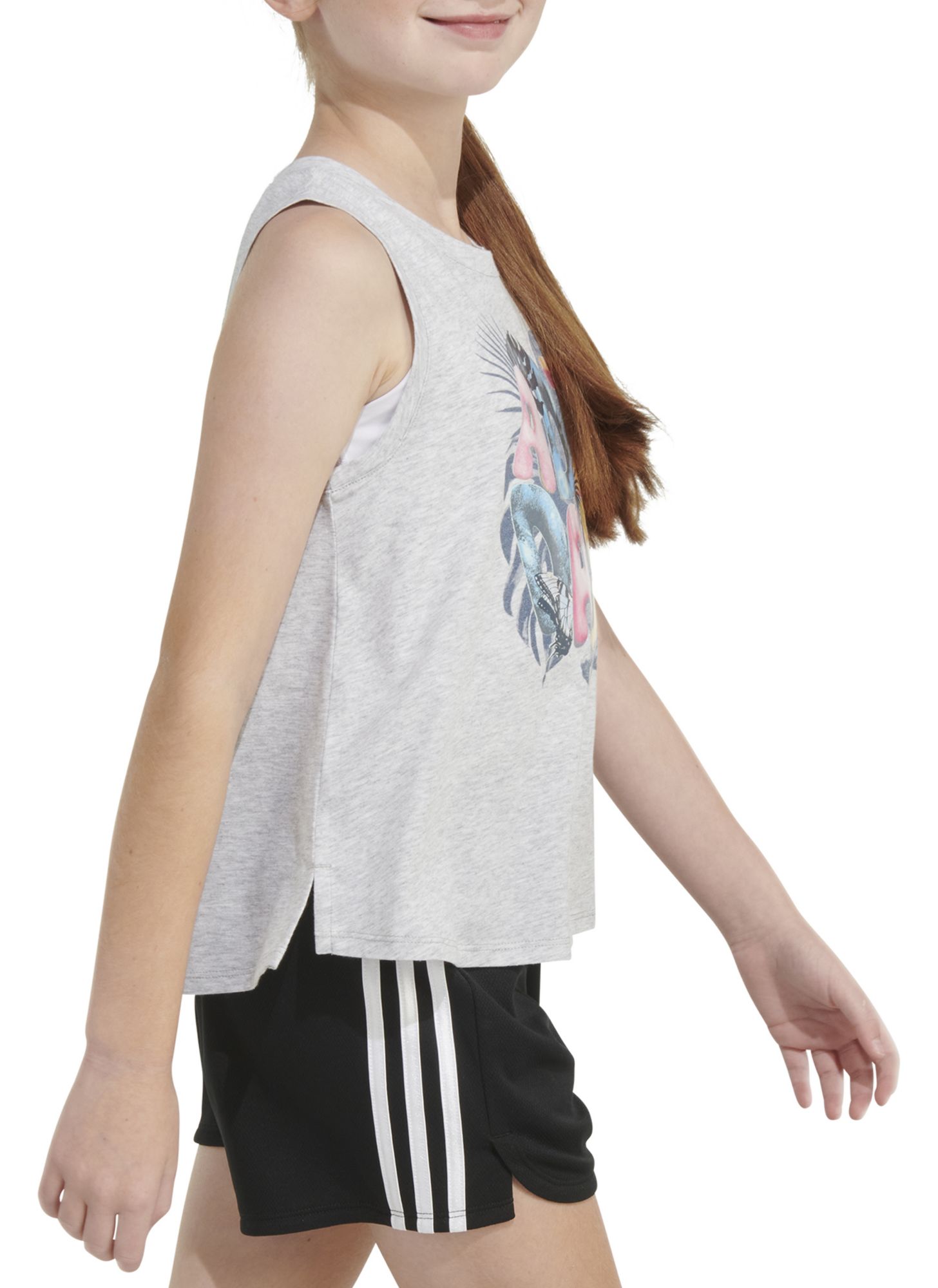 adidas Girls' Waist-Length Heather Tank Top product image
