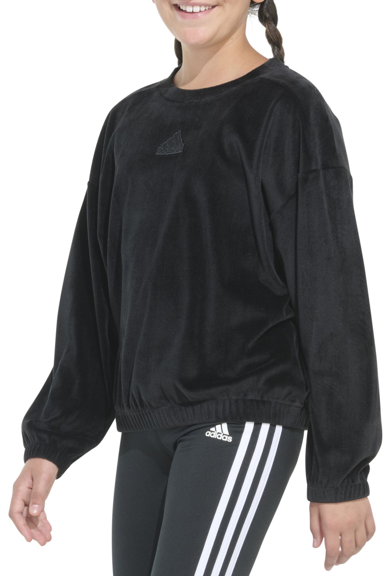 adidas Girls' Rib Velour Crewneck Pullover product image