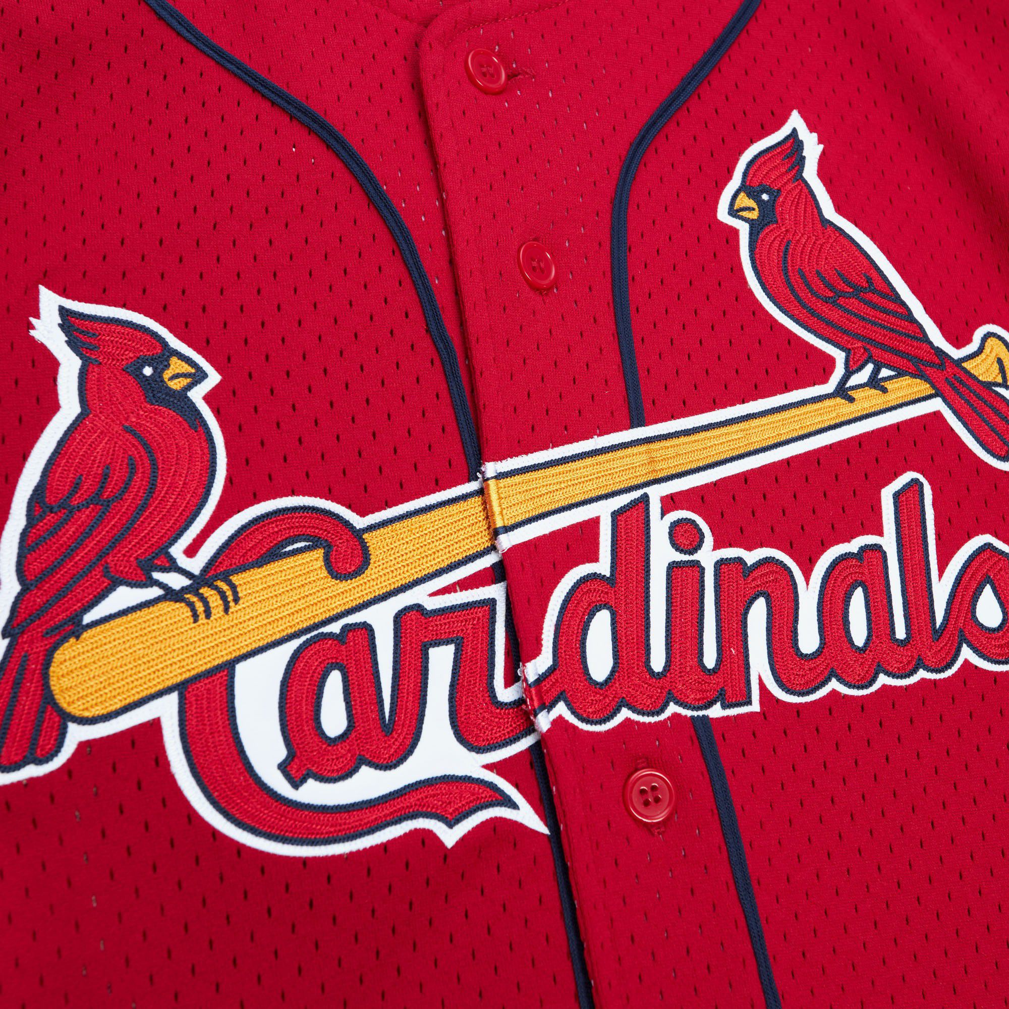 Mitchell & Ness Men's Mark McGwire #25 St. Louis Cardinals Red Mesh Button Up Jersey product image