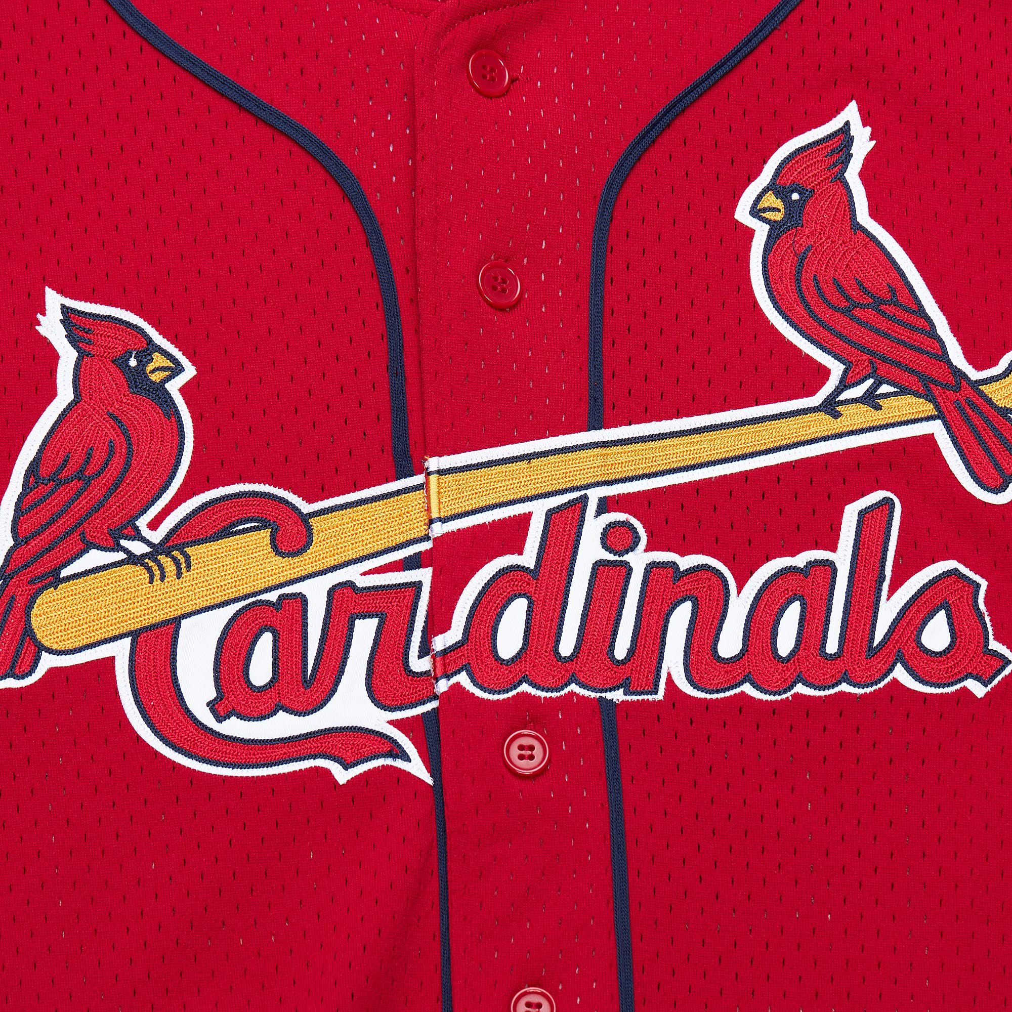 Mitchell & Ness Men's Mark McGwire #25 St. Louis Cardinals Red Mesh Button Up Jersey product image