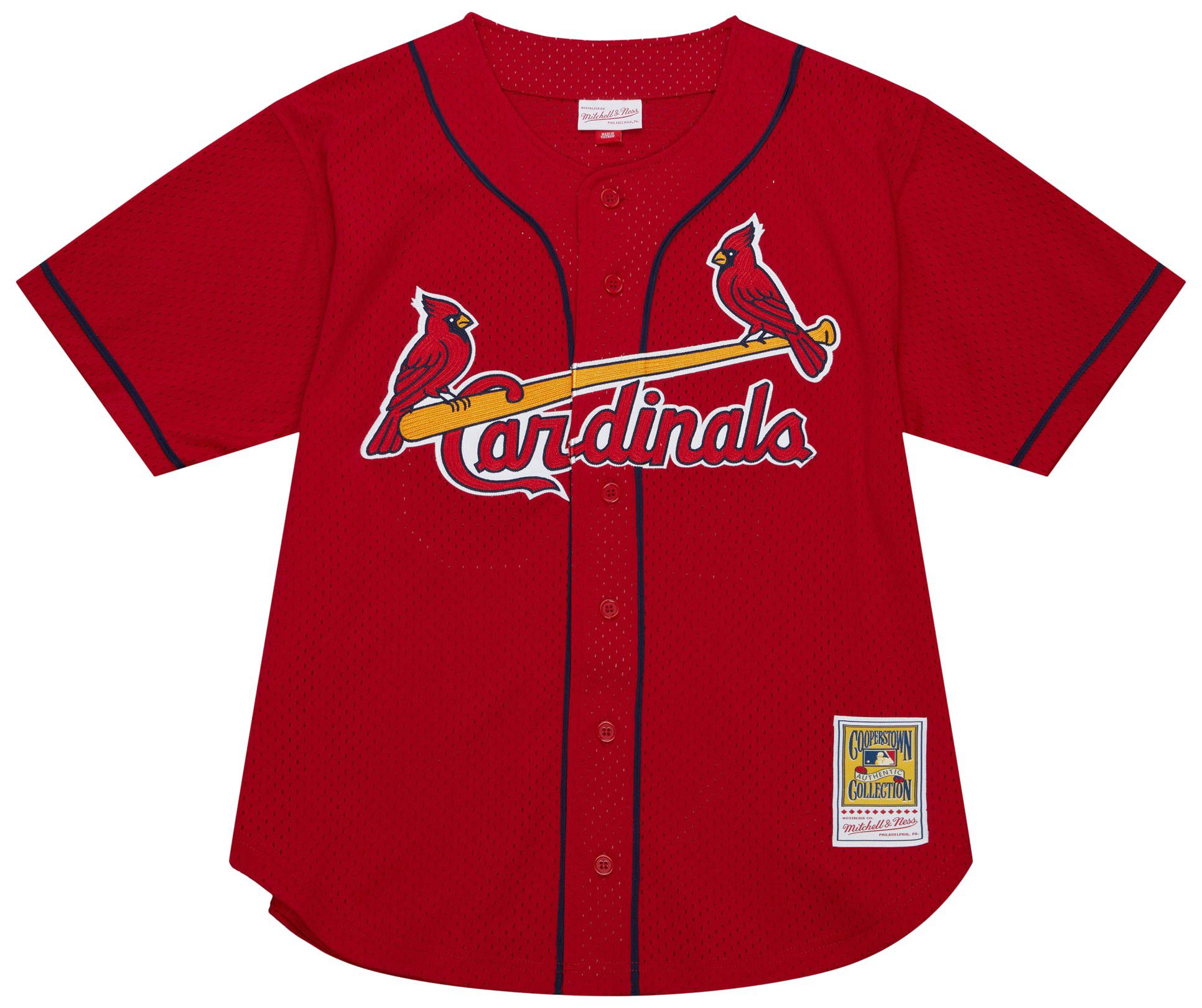 Mitchell & Ness Men's Mark McGwire #25 St. Louis Cardinals Red Mesh Button Up Jersey product image