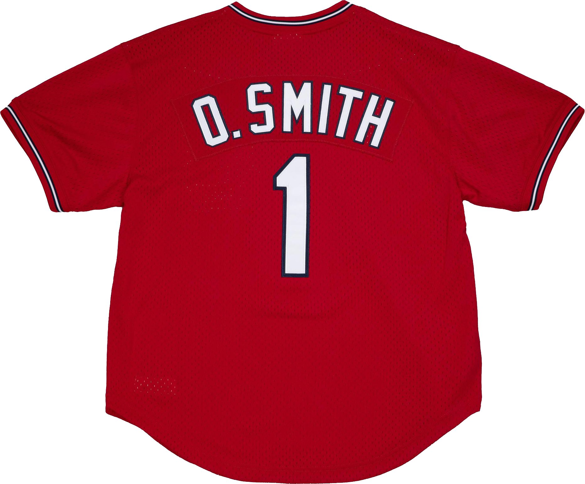 Mitchell & Ness Men's Ozzie Smith #1 Red Cooperstown Alternate Mesh Batting Practice Jersey product image