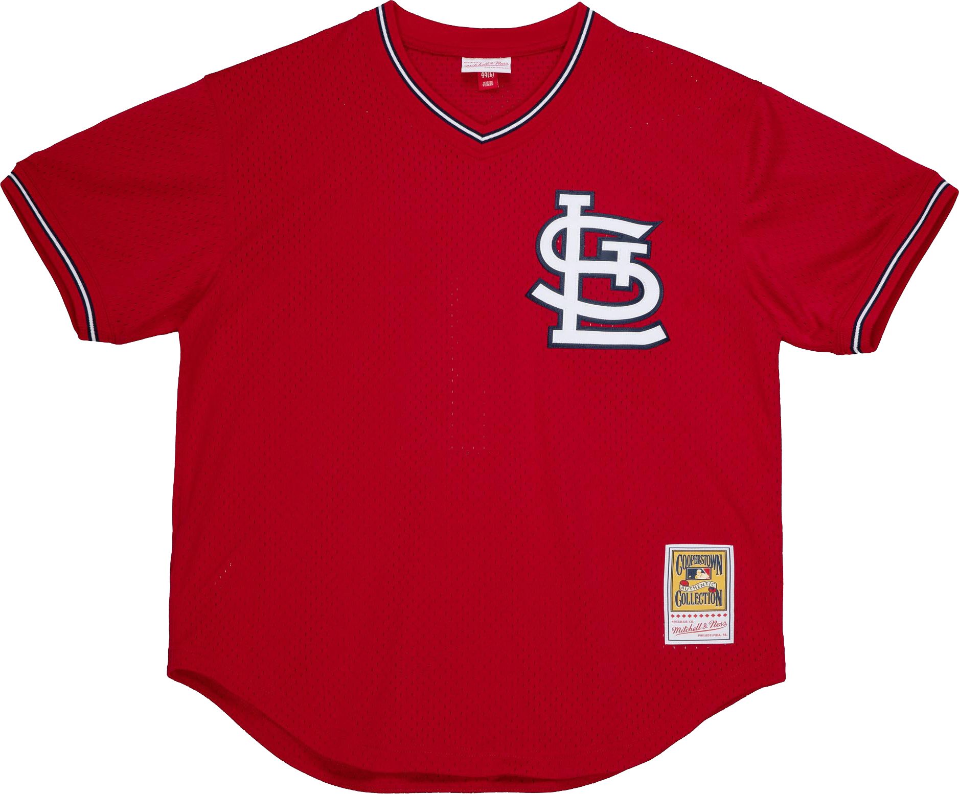 Mitchell & Ness Men's Ozzie Smith #1 Red Cooperstown Alternate Mesh Batting Practice Jersey product image