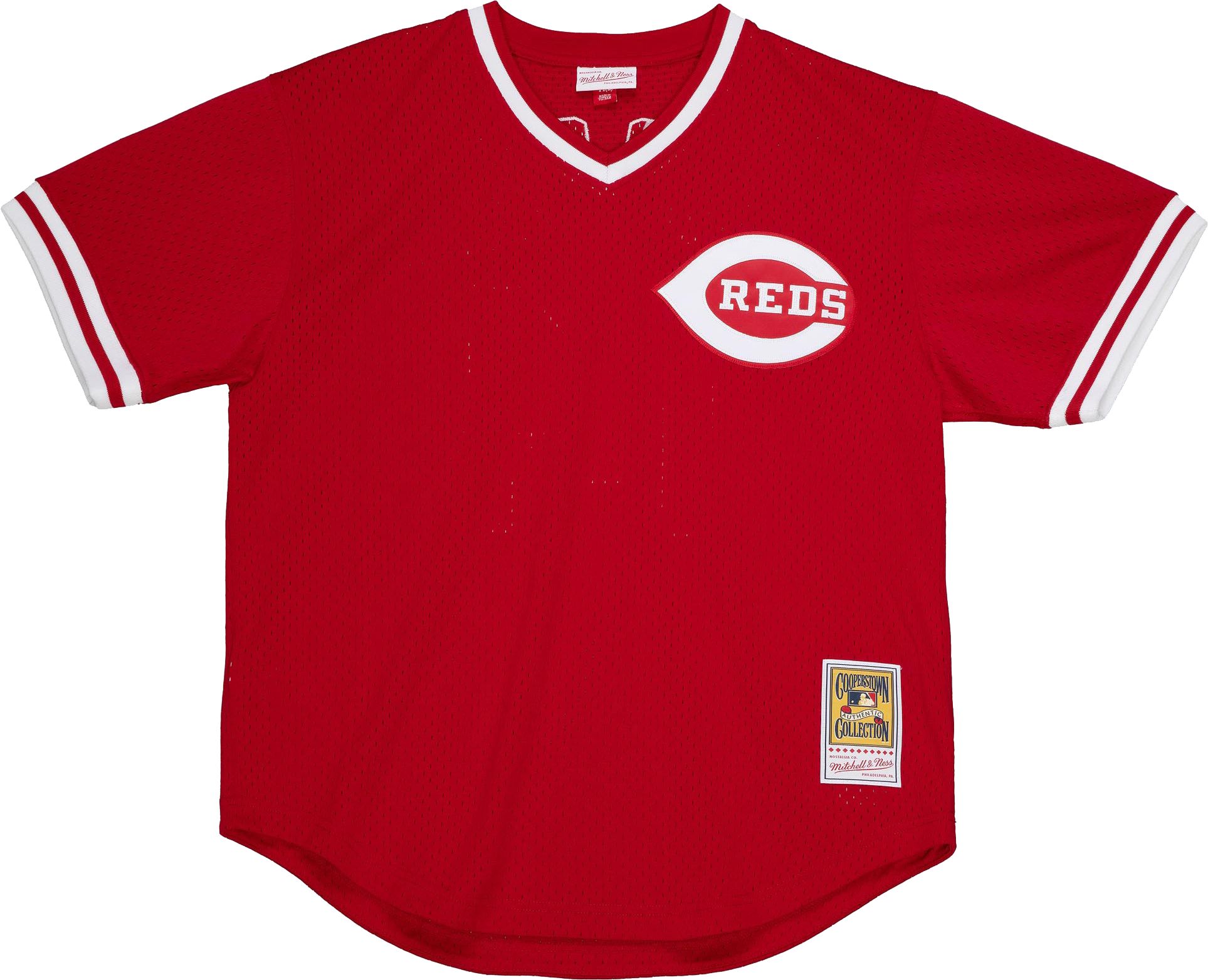 Mitchell & Ness Men's Johnny Bench #5 Red Cooperstown Alternate Mesh Batting Practice Jersey product image