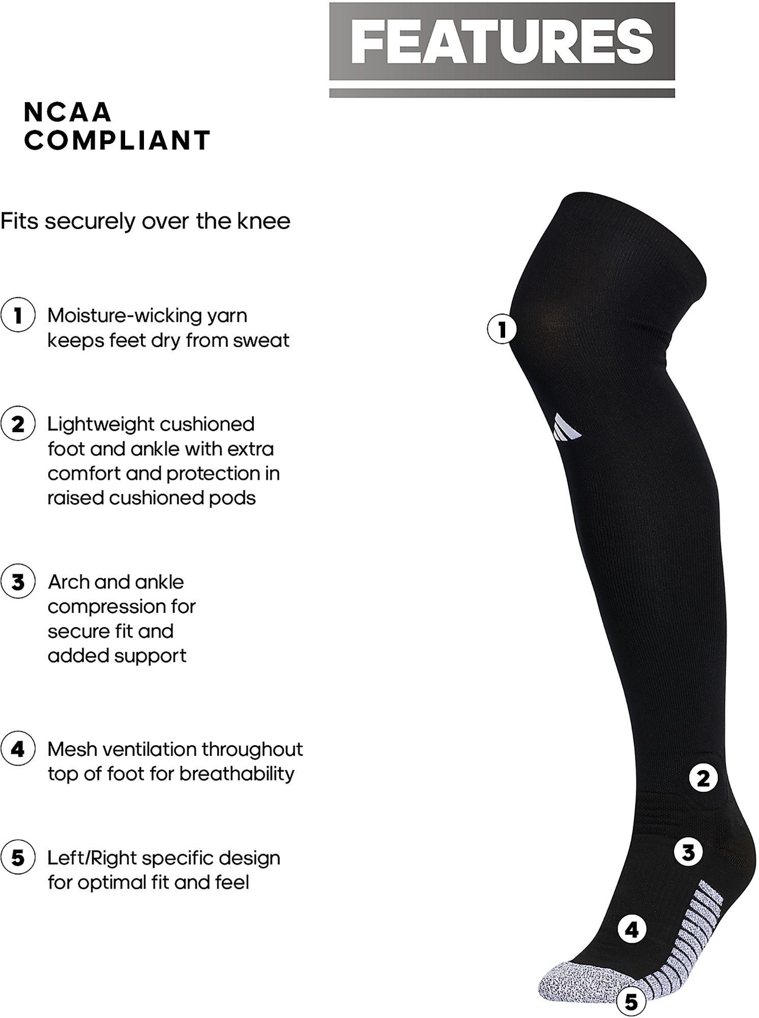 adidas adizero 2 Football Cushioned Over-The-Calf Socks product image