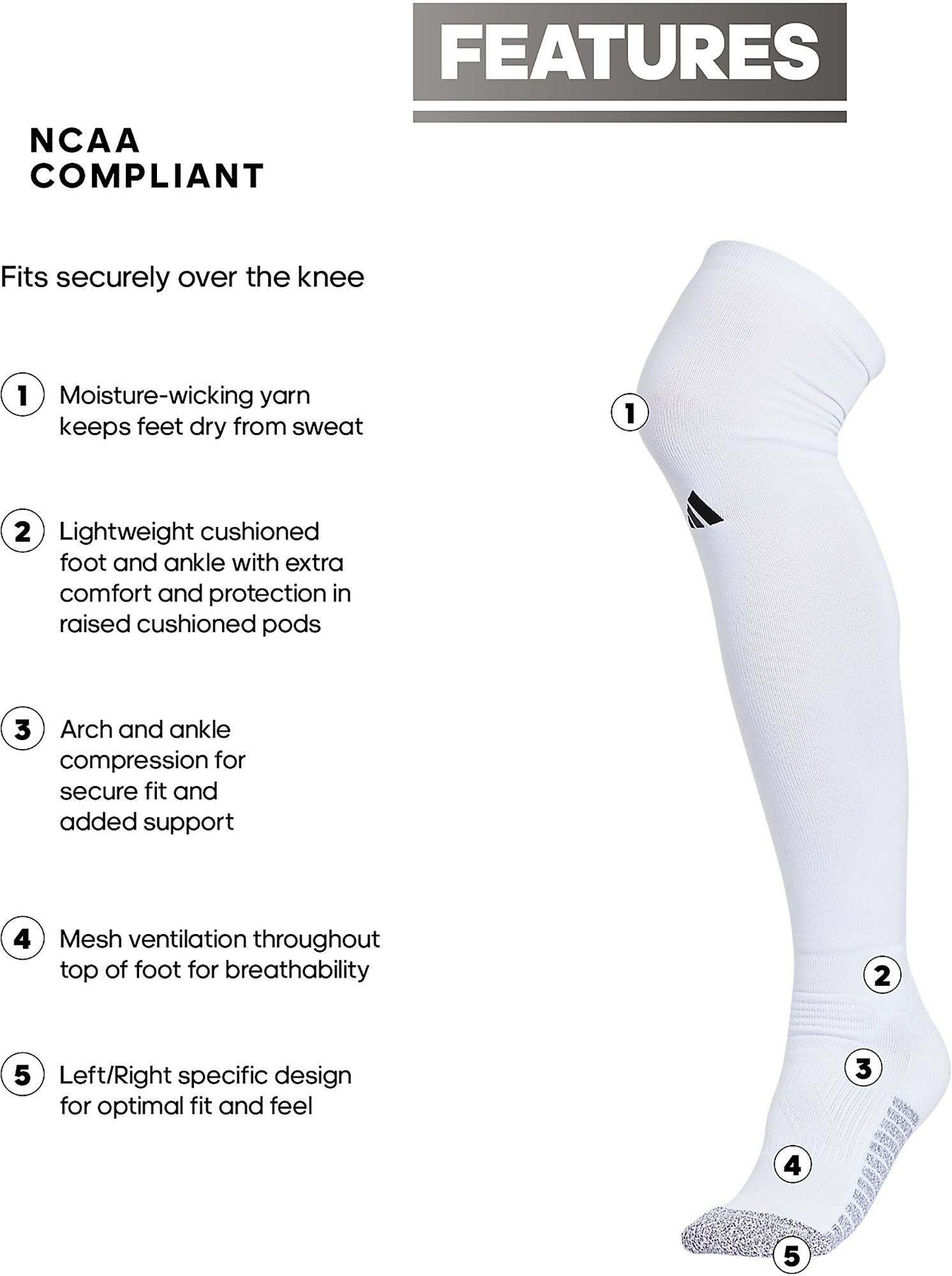 adidas adizero 2 Football Cushioned Over-The-Calf Socks product image