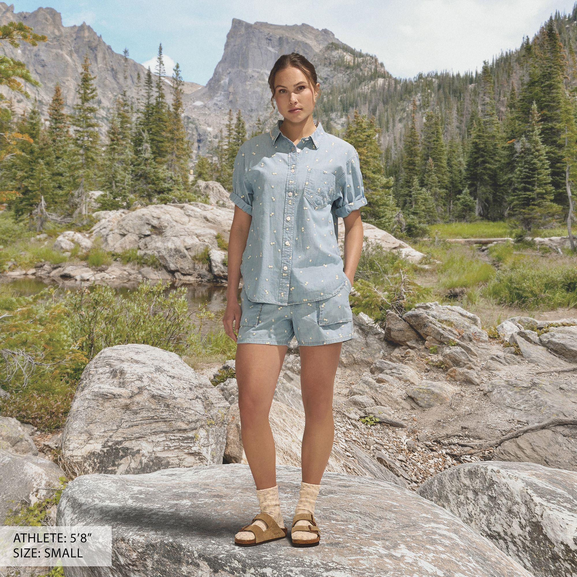 Alpine Design Women's Short Sleeve Embroidered Chambray Camp Shirt product image