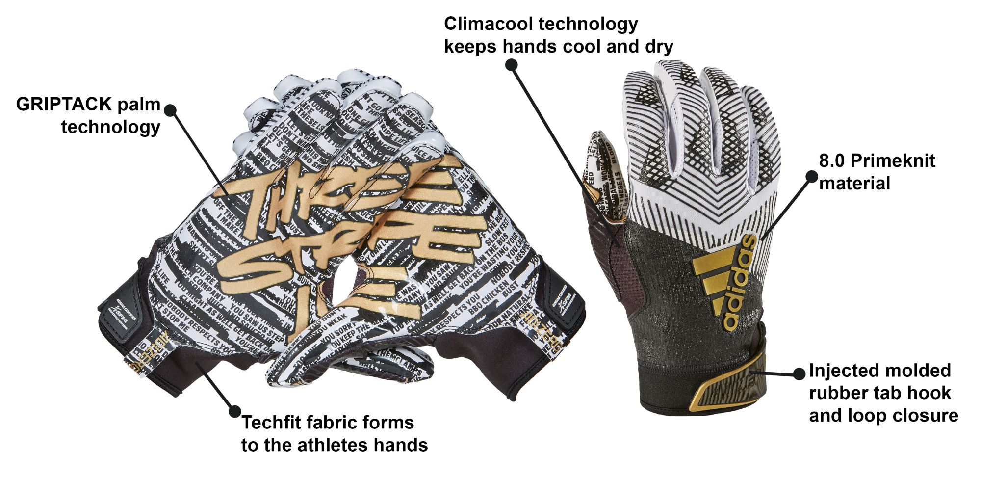 three stripe life football gloves