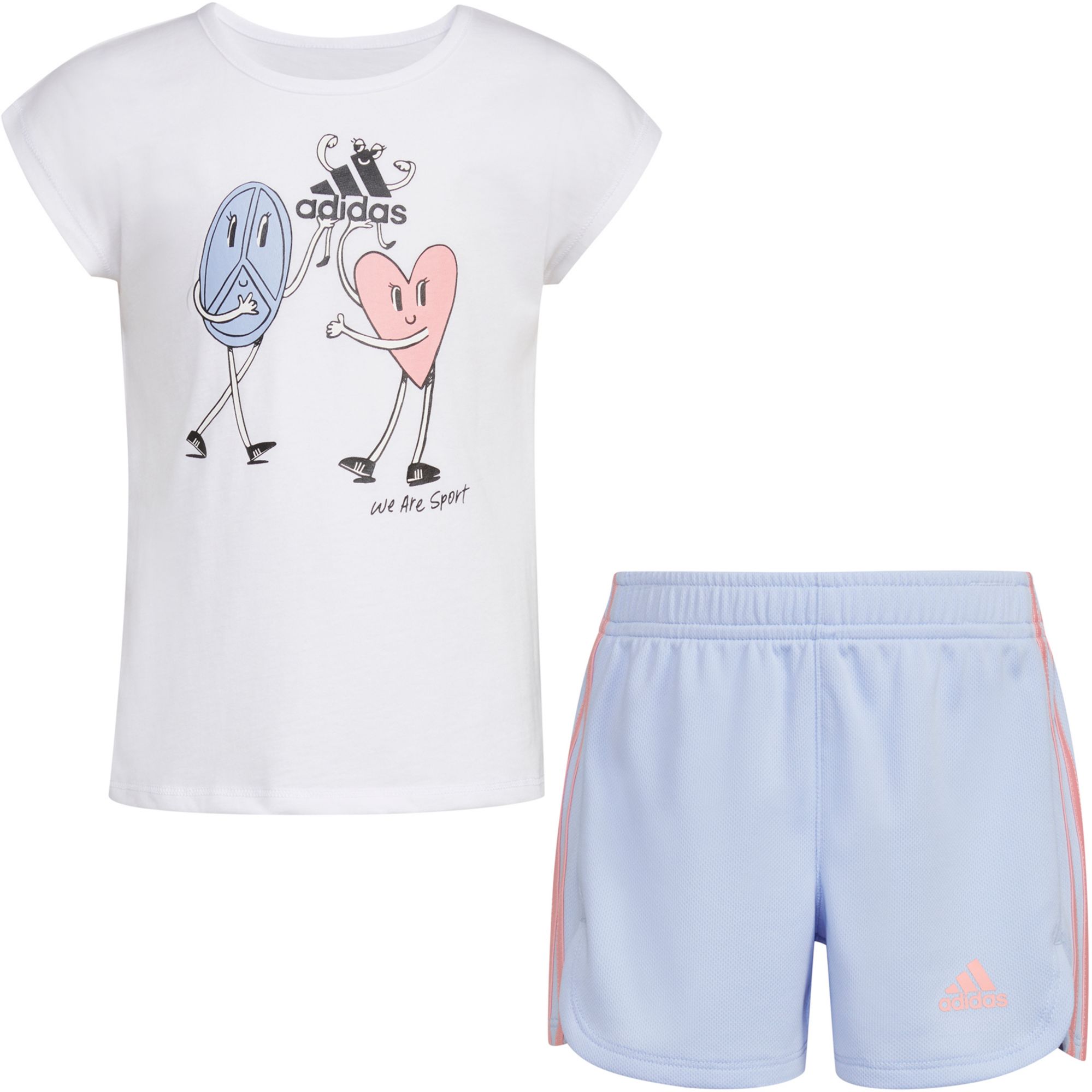 adidas Girls' 2-Piece Graphic Tee & Mesh Short Set product image
