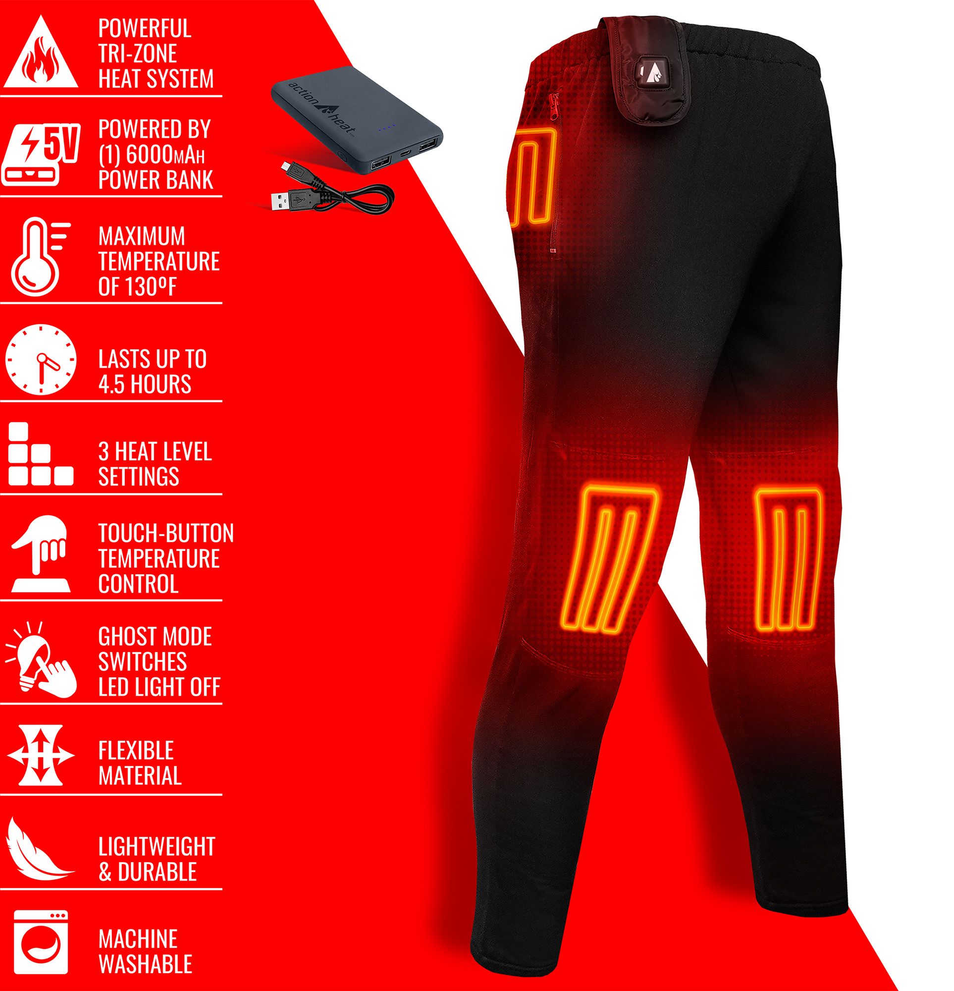 ActionHeat Women's 5V Battery Heated Base Layer Pants 