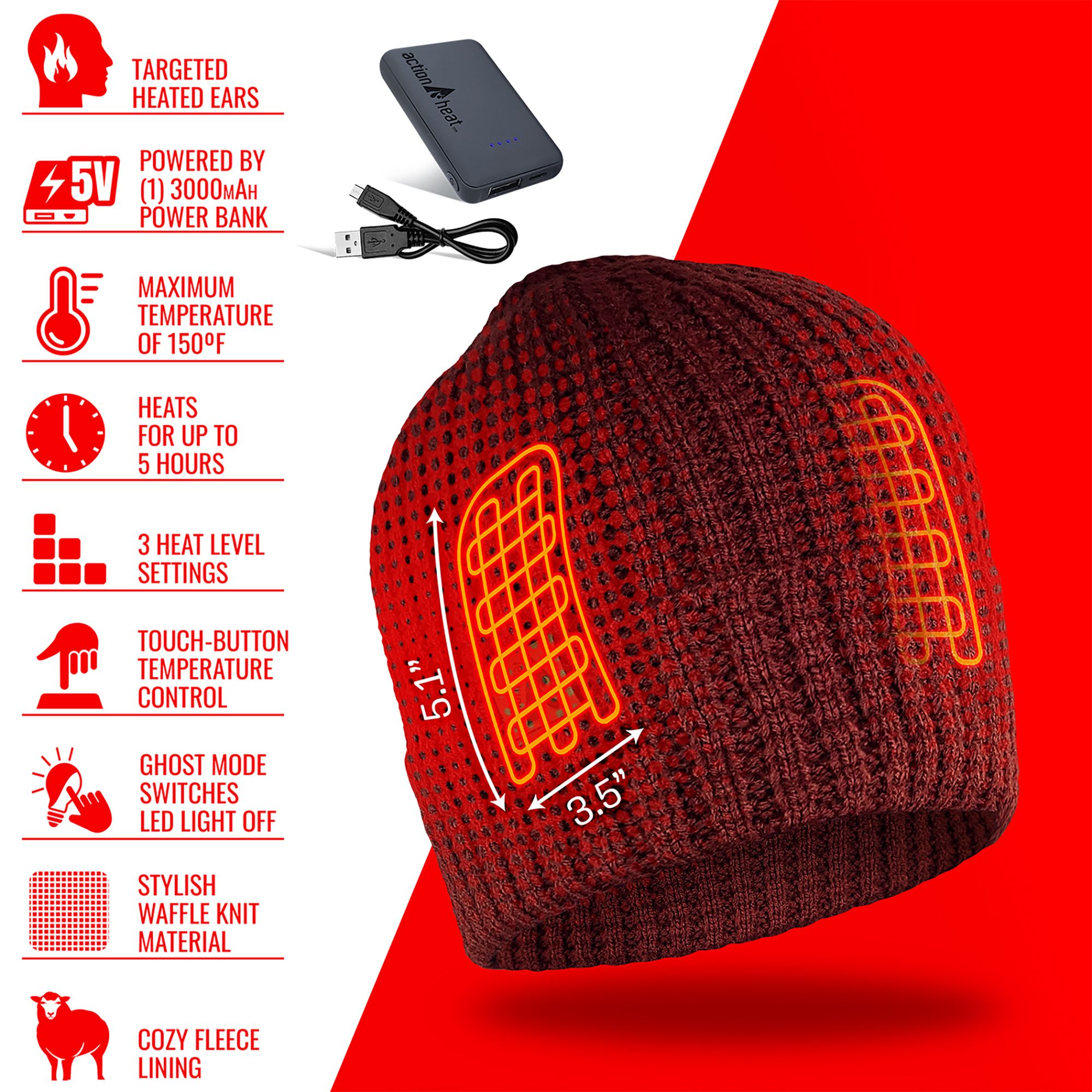 ActionHeat 5V Waffle Knit Heated Hat