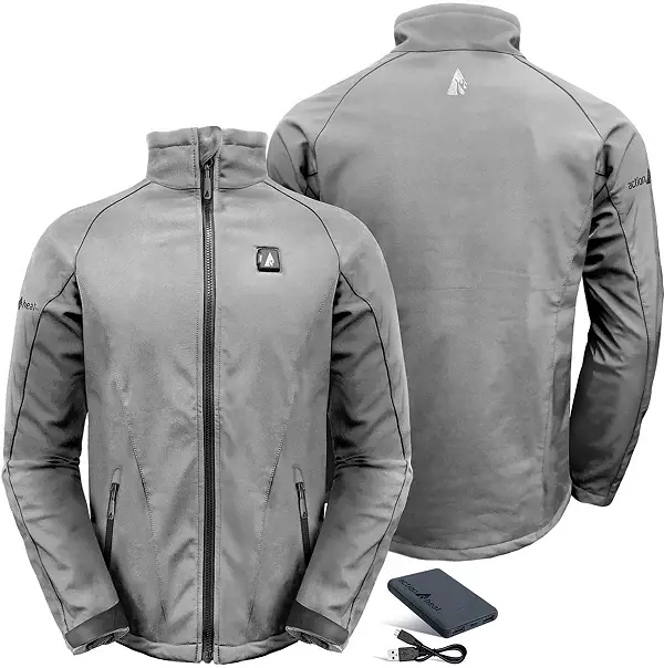 ActionHeat Men's 5V Battery Heated Softshell Jacket, Sharkskin Grey