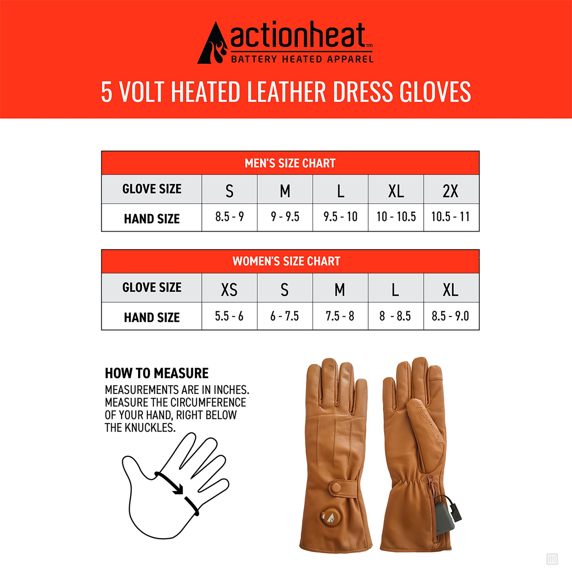ActionHeat Womens 5V Heated Dress Gloves