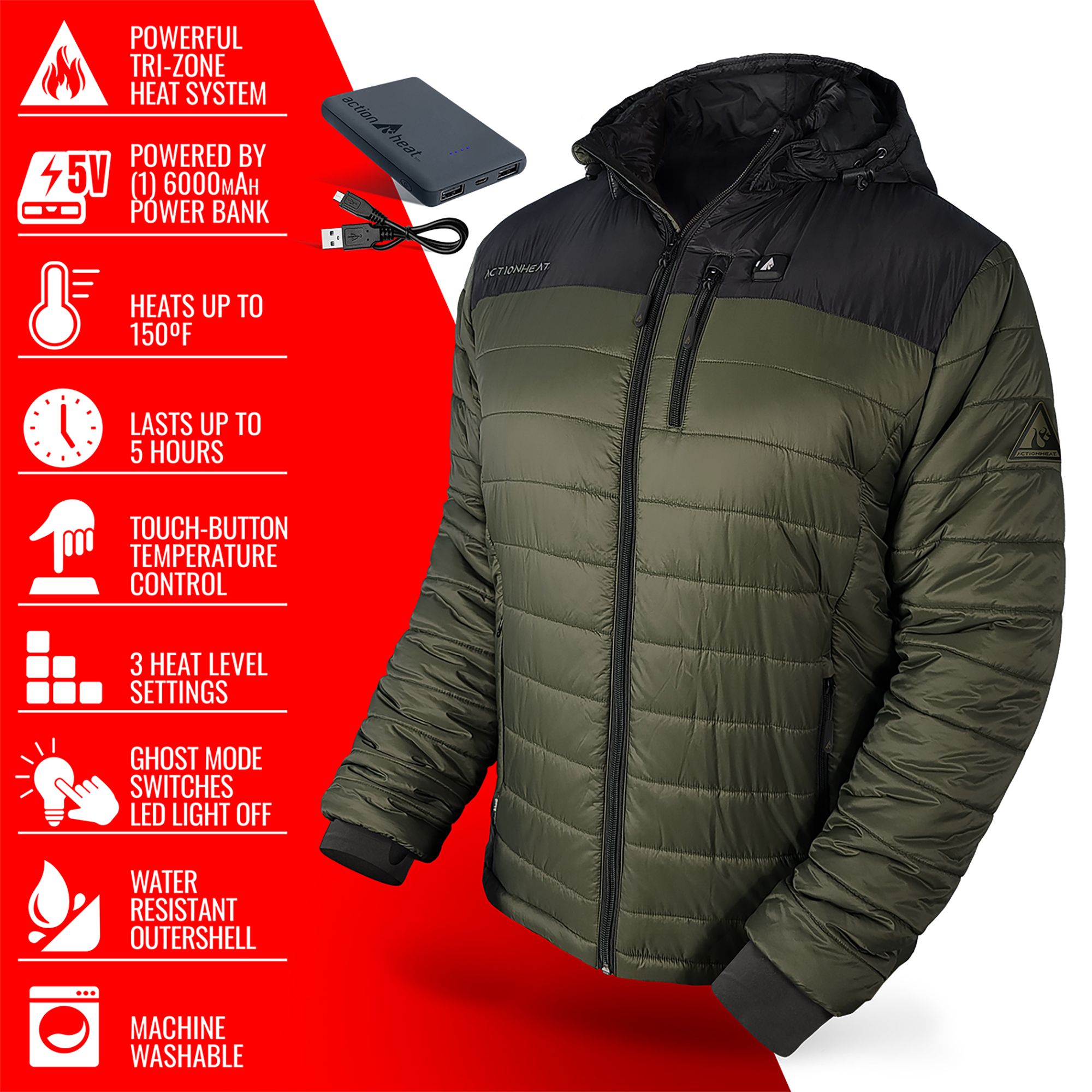 ActionHeat Men's 5V Pocono Insulated Heated Jacket