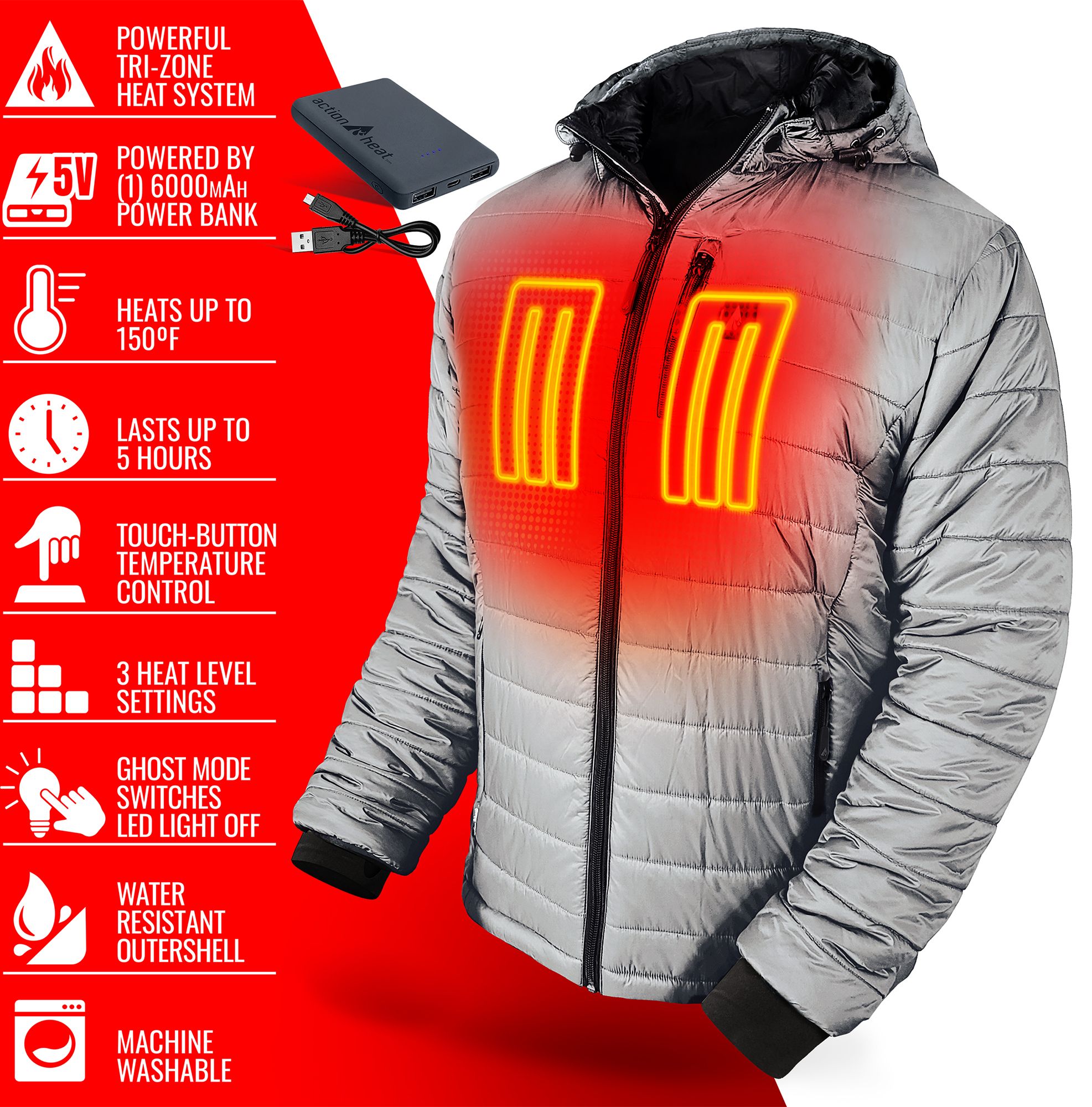 ActionHeat Men's 5V Battery Heated Insulated Puffer Jacket product image