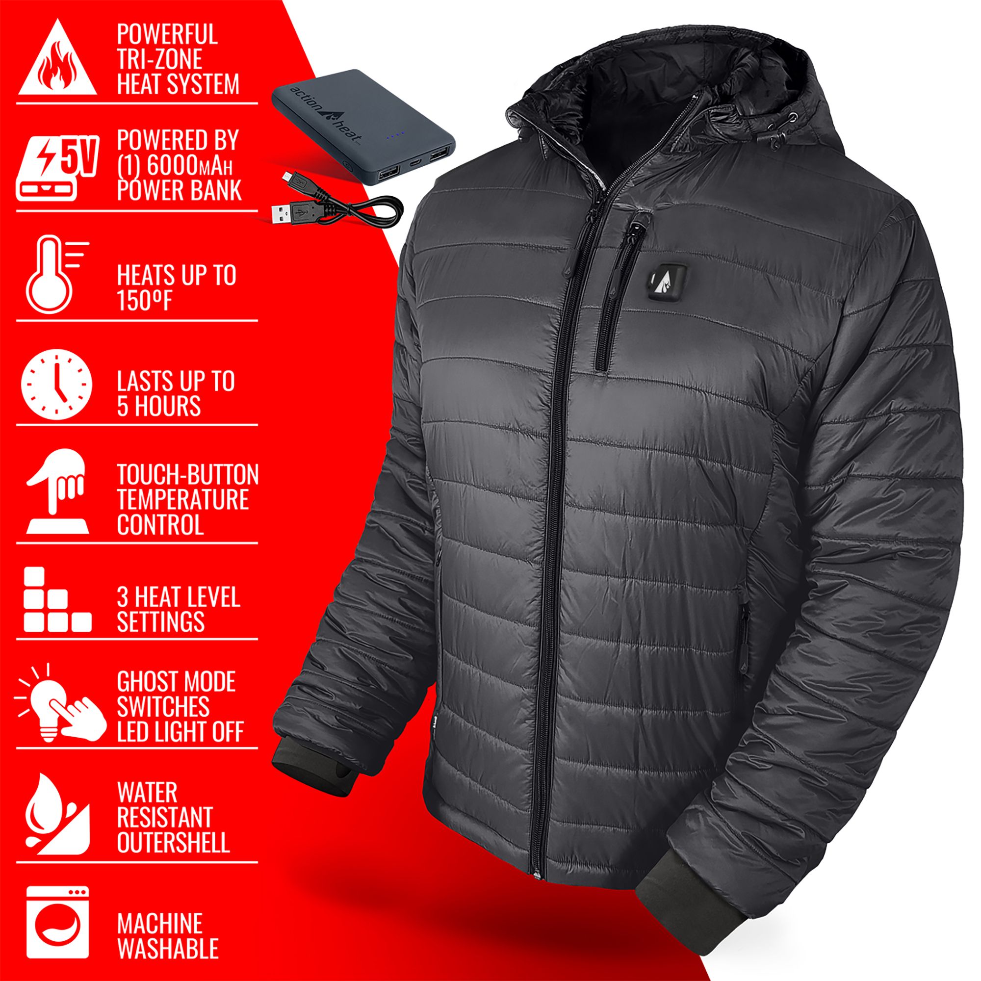 ActionHeat Men's 5V Battery Heated Insulated Puffer Jacket product image